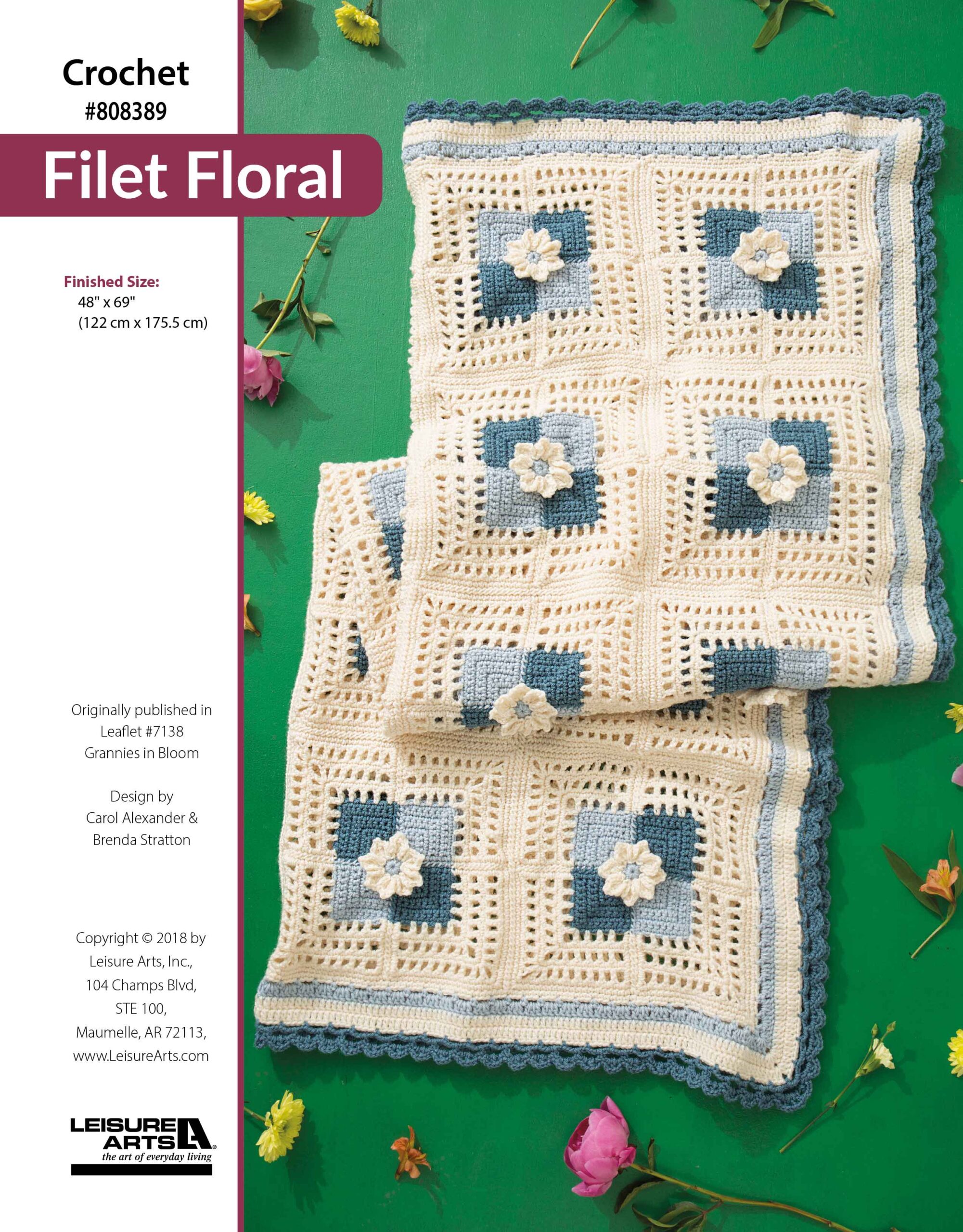 Leisure Arts Grannies in Bloom Filet Floral Crochet ePattern