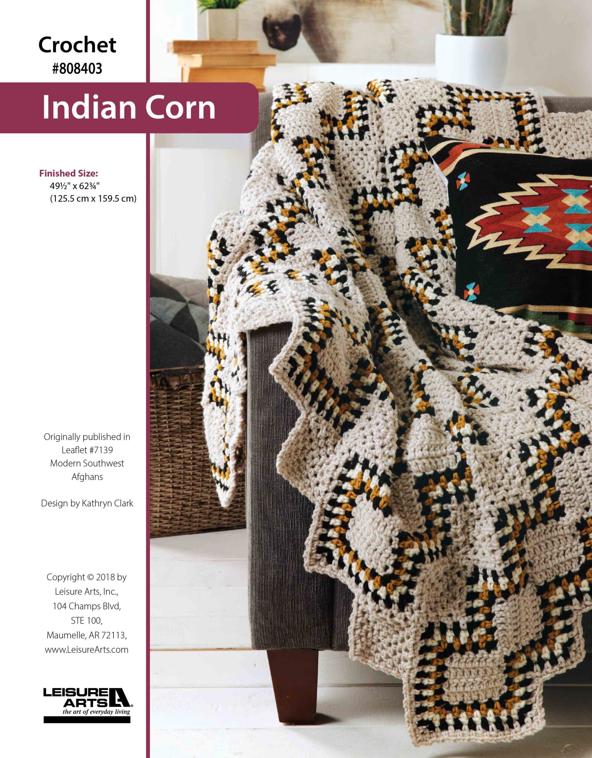 Leisure Arts Modern Southwest Afghans Indian Corn Crochet ePattern