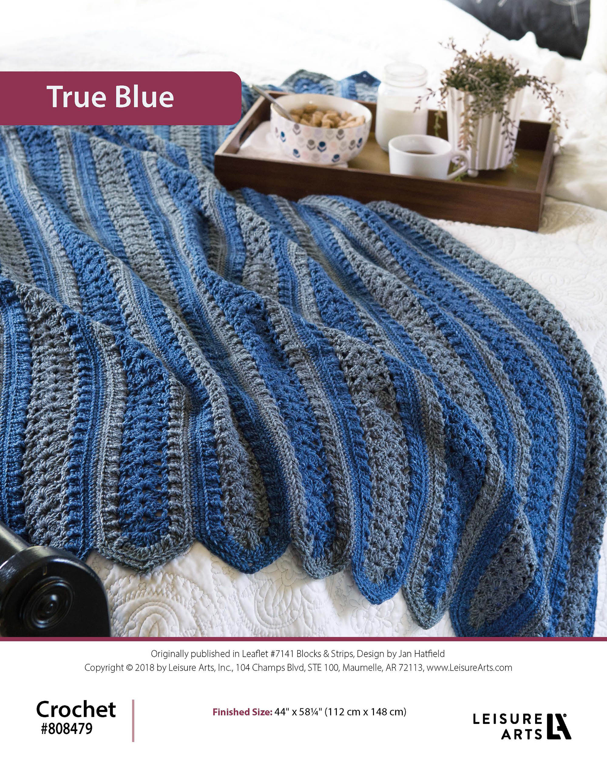 Leisure Arts Blocks Strips True Blue Crochet Blanket ePattern