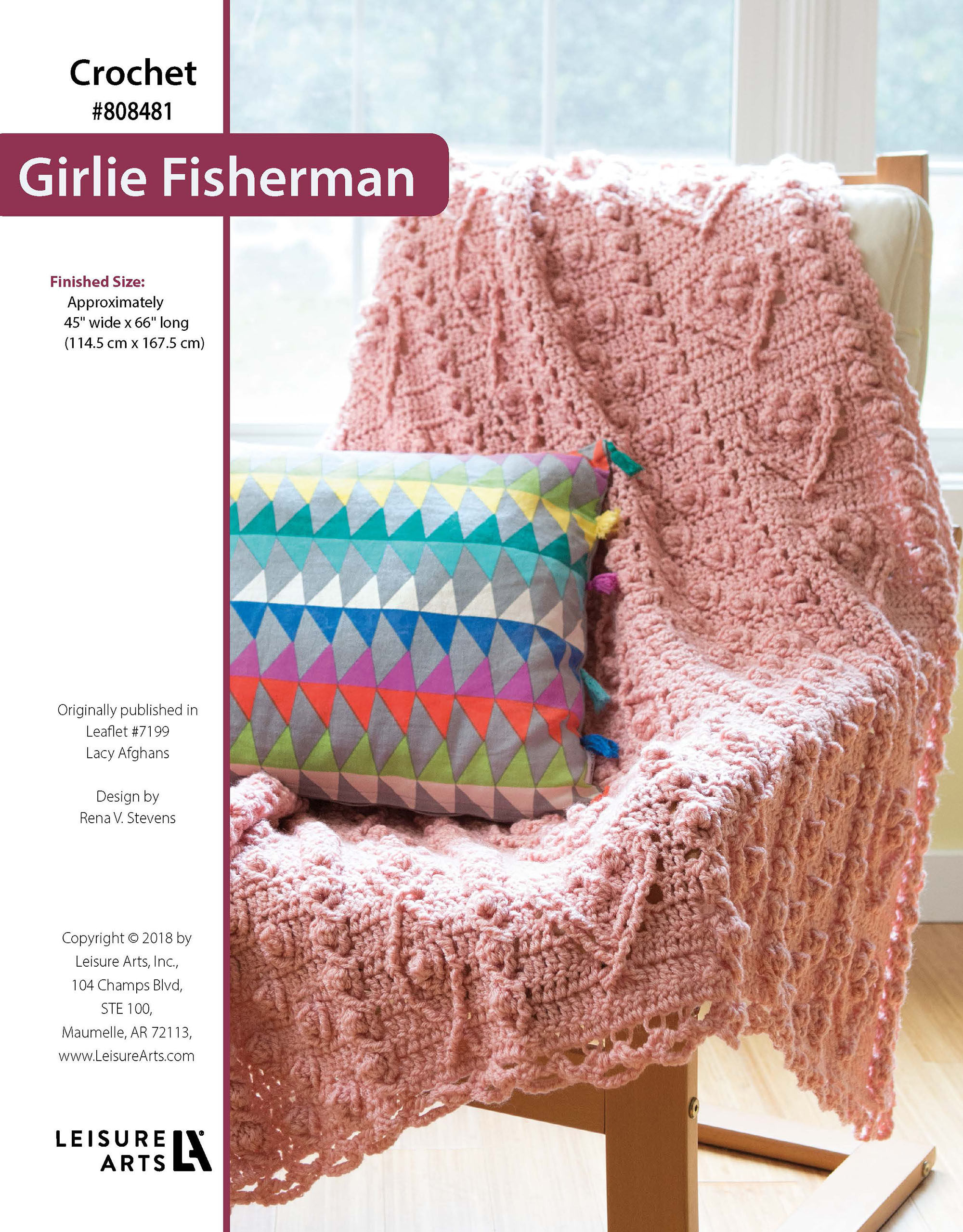Leisure Arts Lacy Afghans Girlie Fisherman Crochet ePattern
