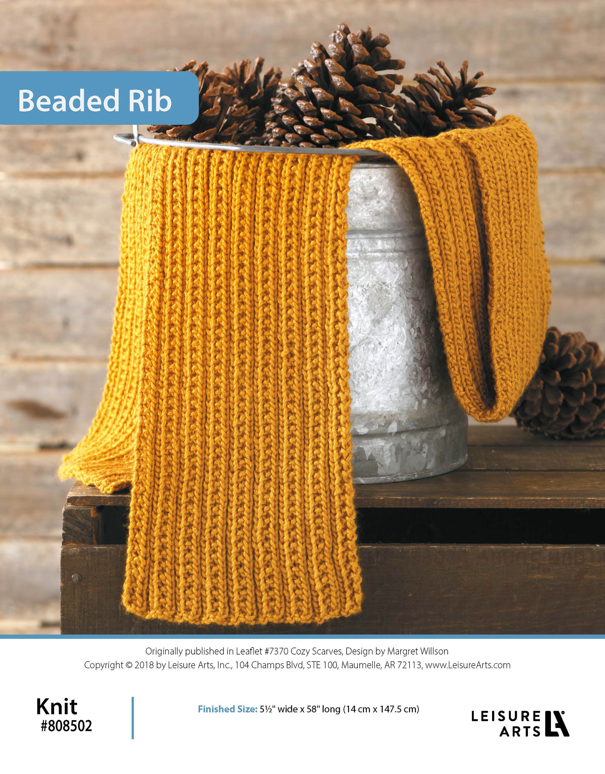 Leisure Arts Cozy Scarves Beaded Rib Knit ePattern