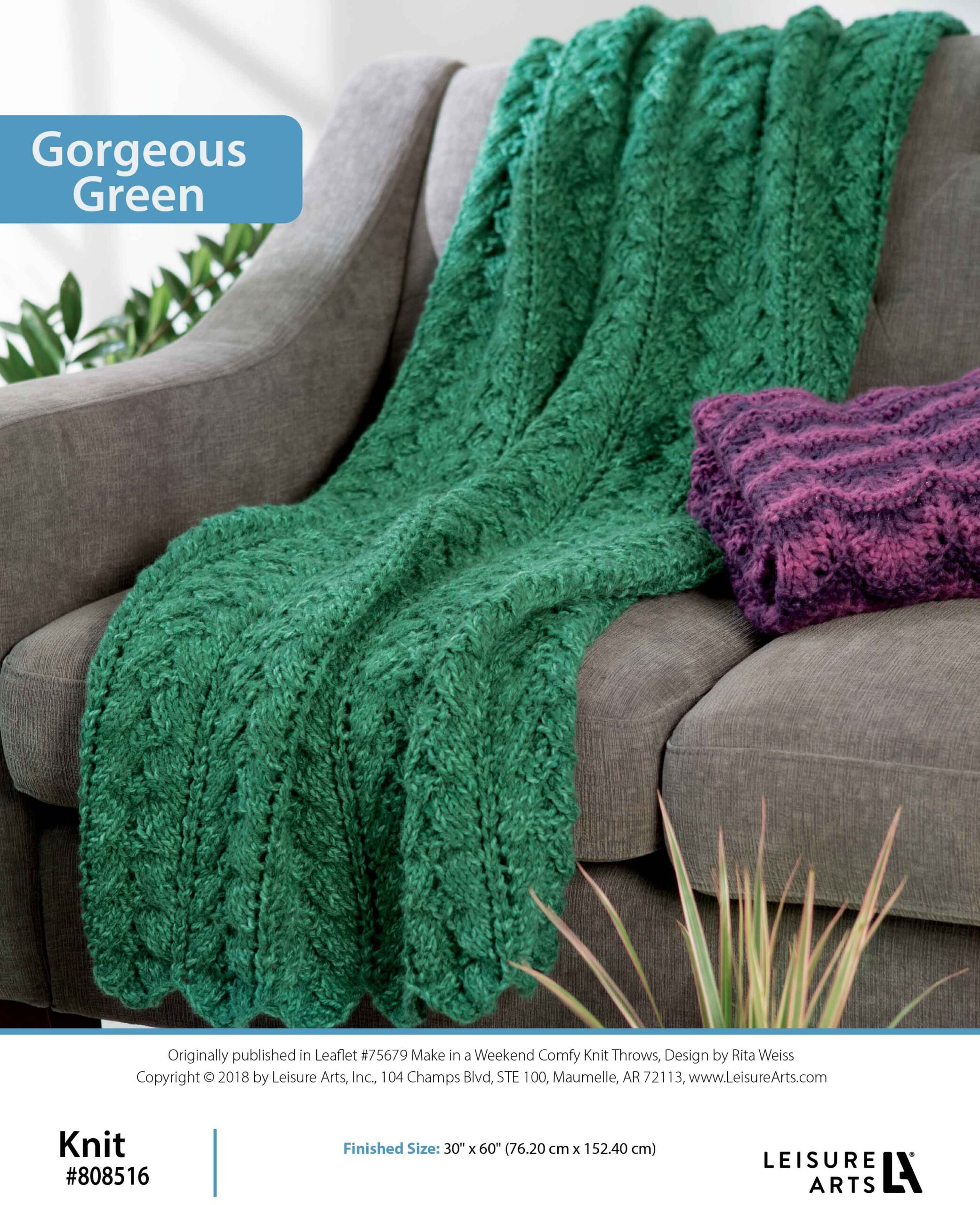 Leisure Arts Make In A Weekend Comfy Knit Throws Gorgeous Green ePattern