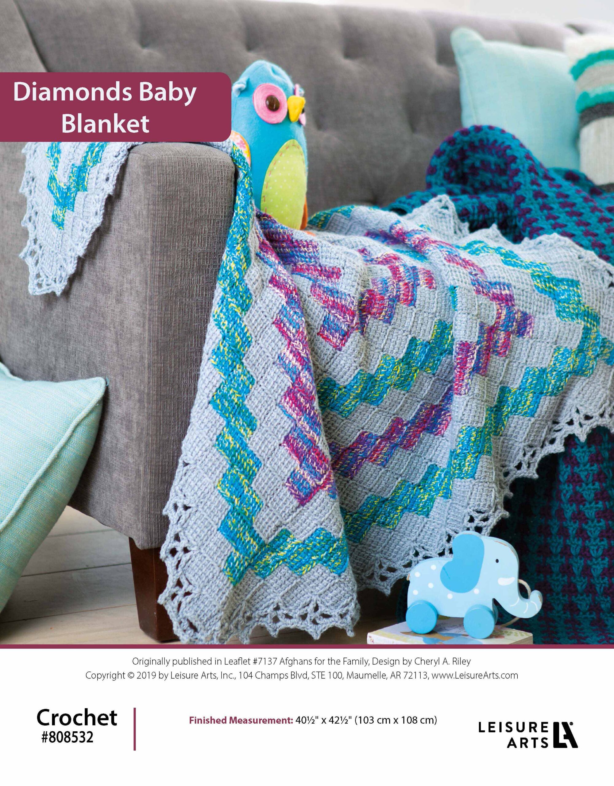 Leisure Arts Afghans For The Family Diamonds Baby Blanket Crochet ePattern