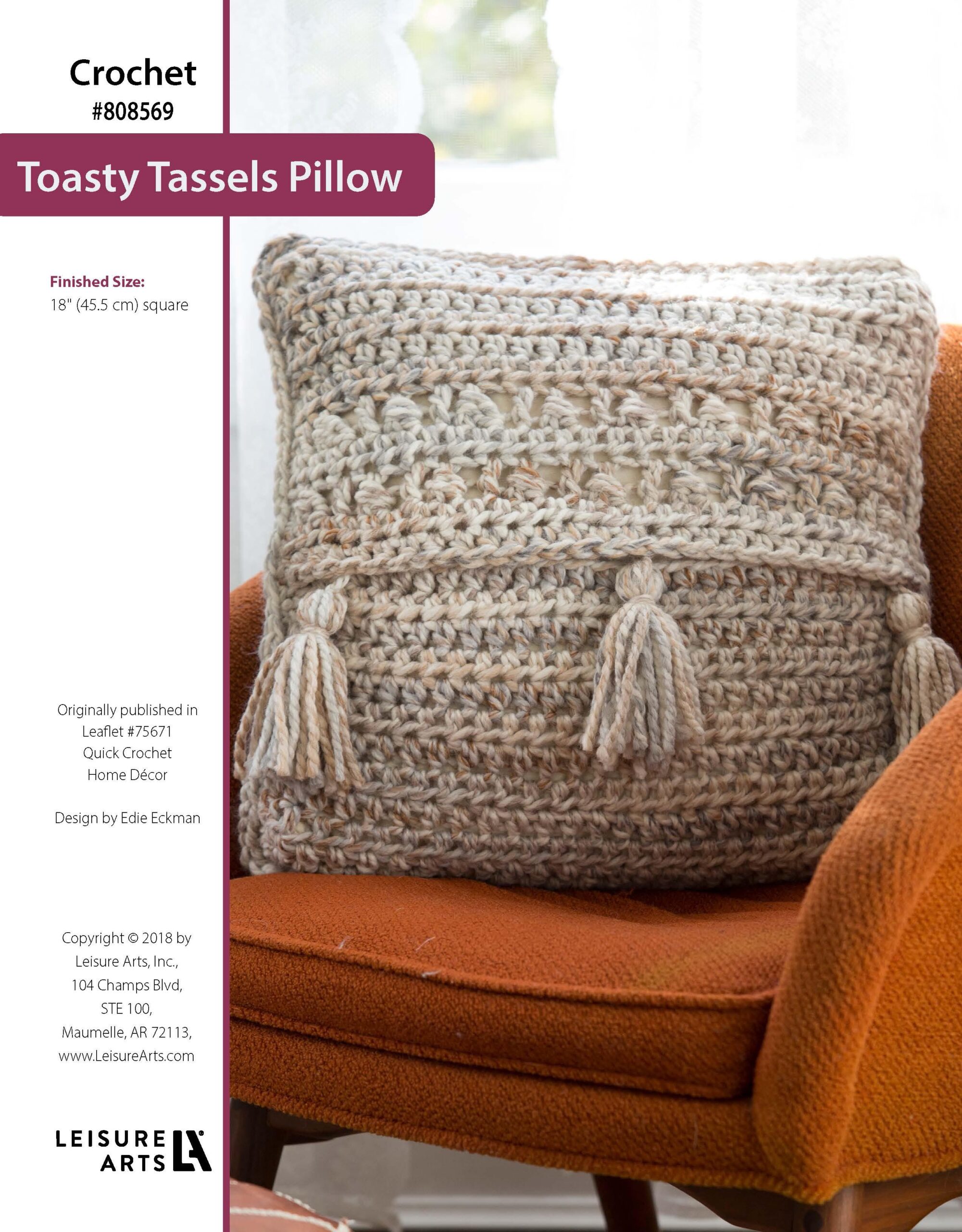 Leisure Arts Quick Crochet Home Decor Toasty Tassel Pillow ePattern