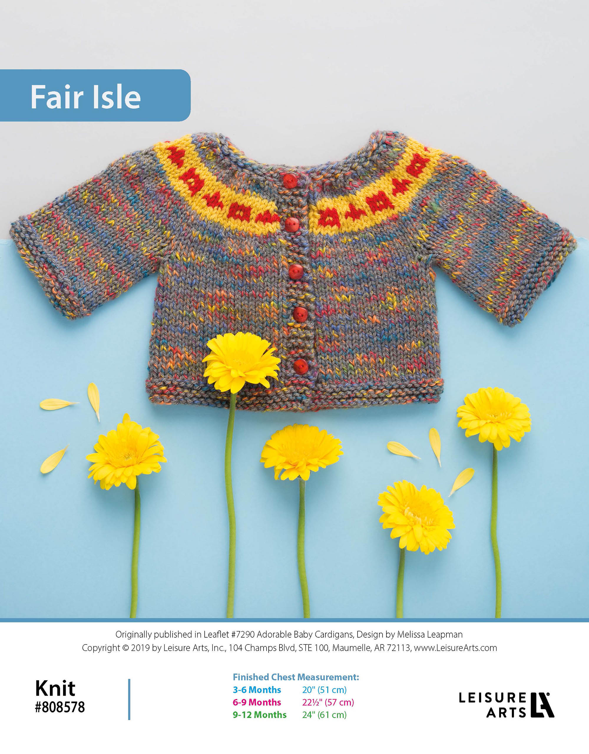 Leisure Arts Adorable Baby Cardigans Fair Isle Knit ePattern