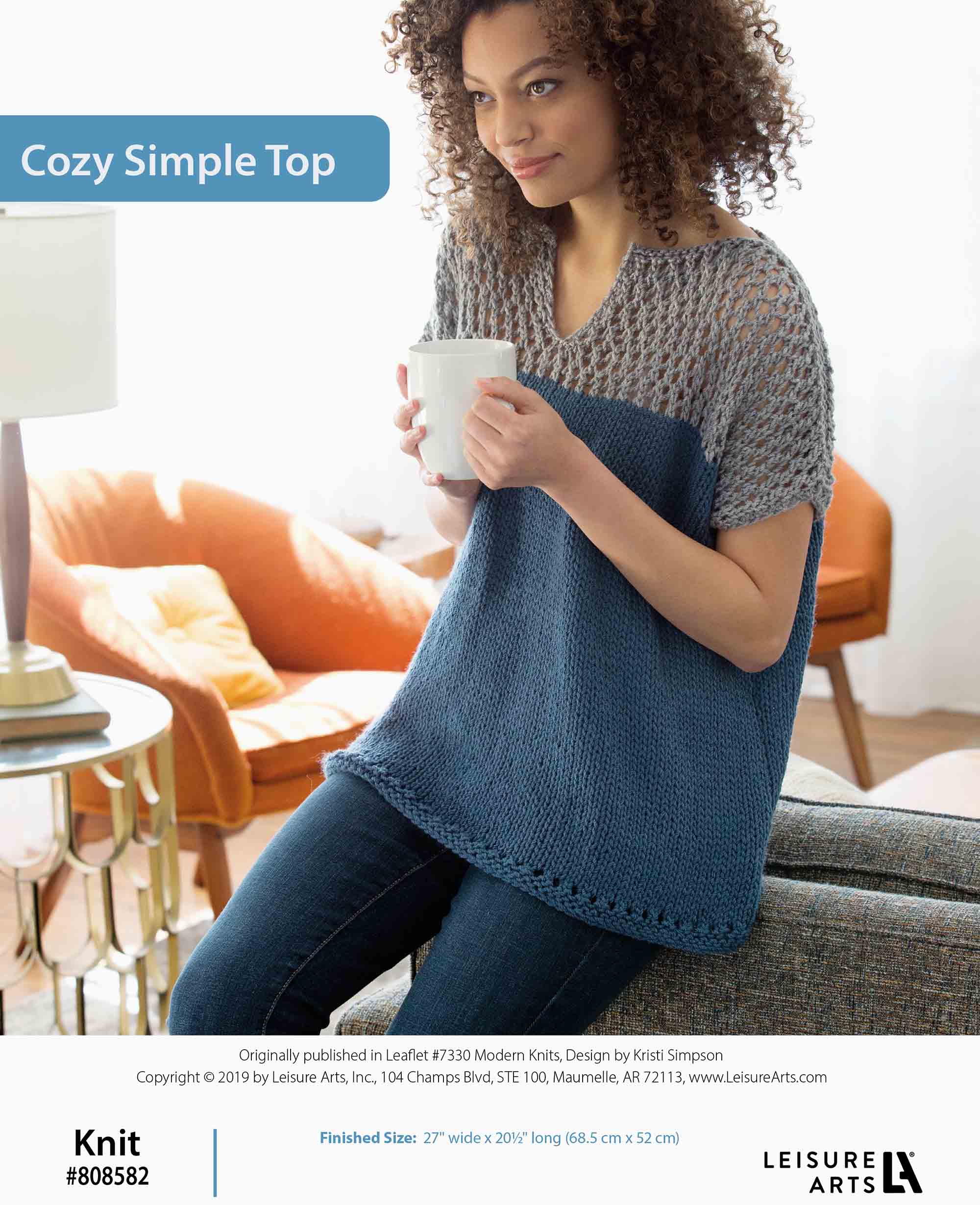 Leisure Arts Cozy Simple Top Knit ePattern