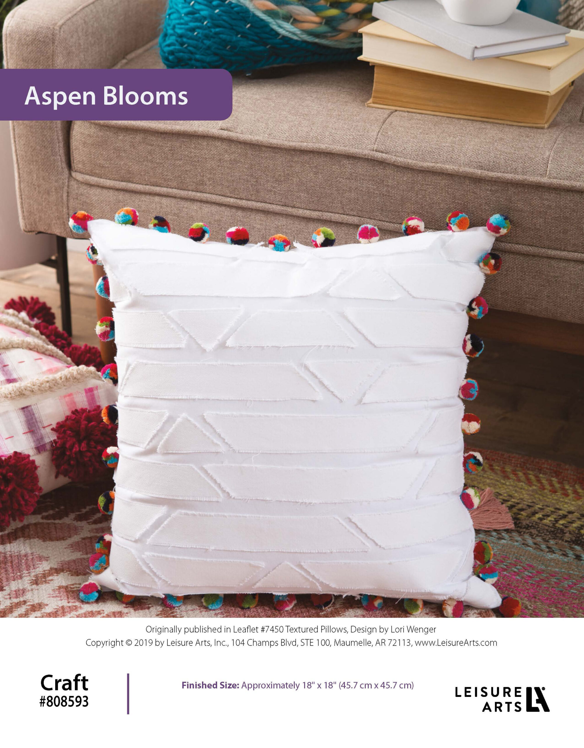 Leisure Arts DIY Textured Pillows Aspen Blooms ePattern