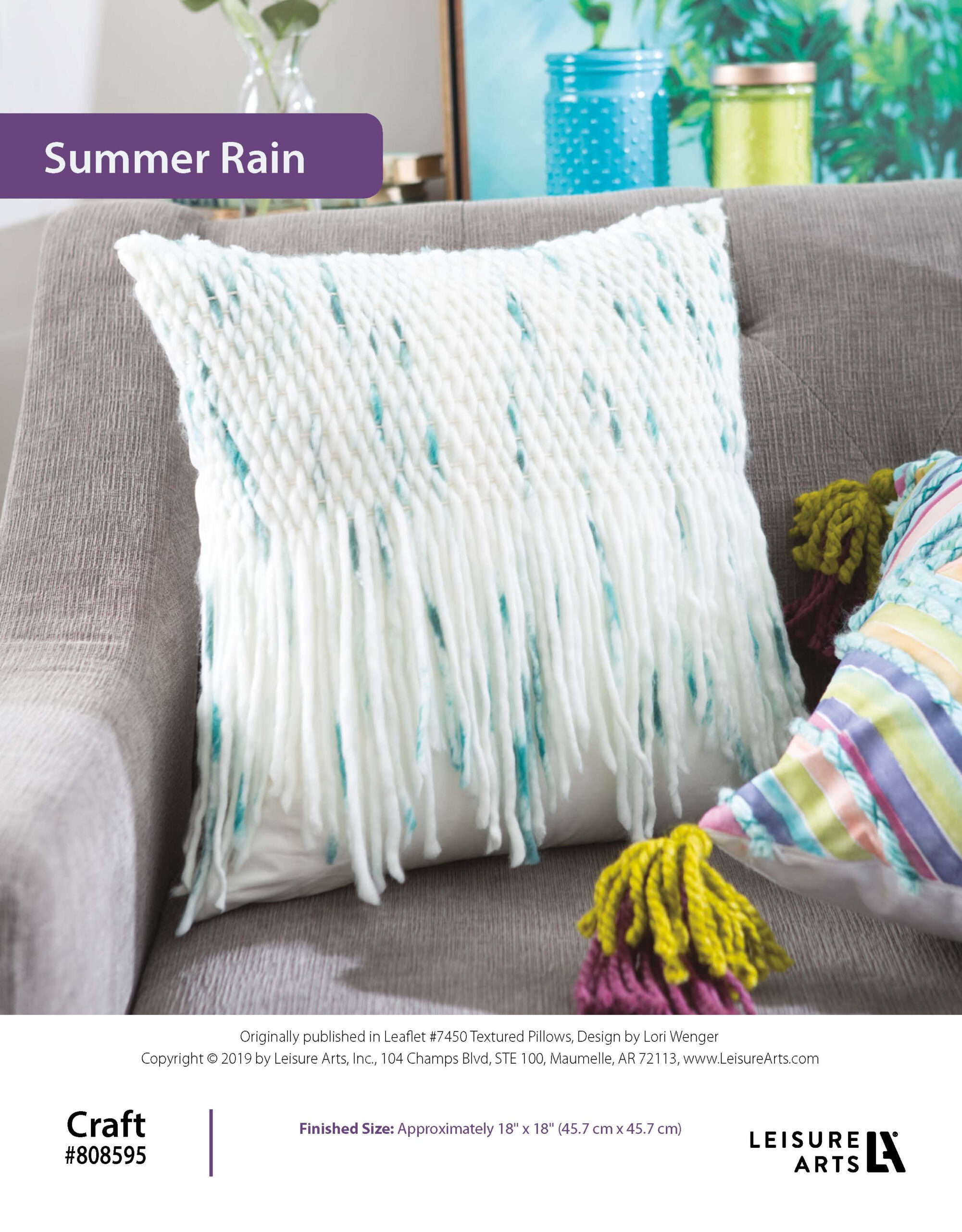 Leisure Arts DIY Textured Pillows Summer Rain ePattern