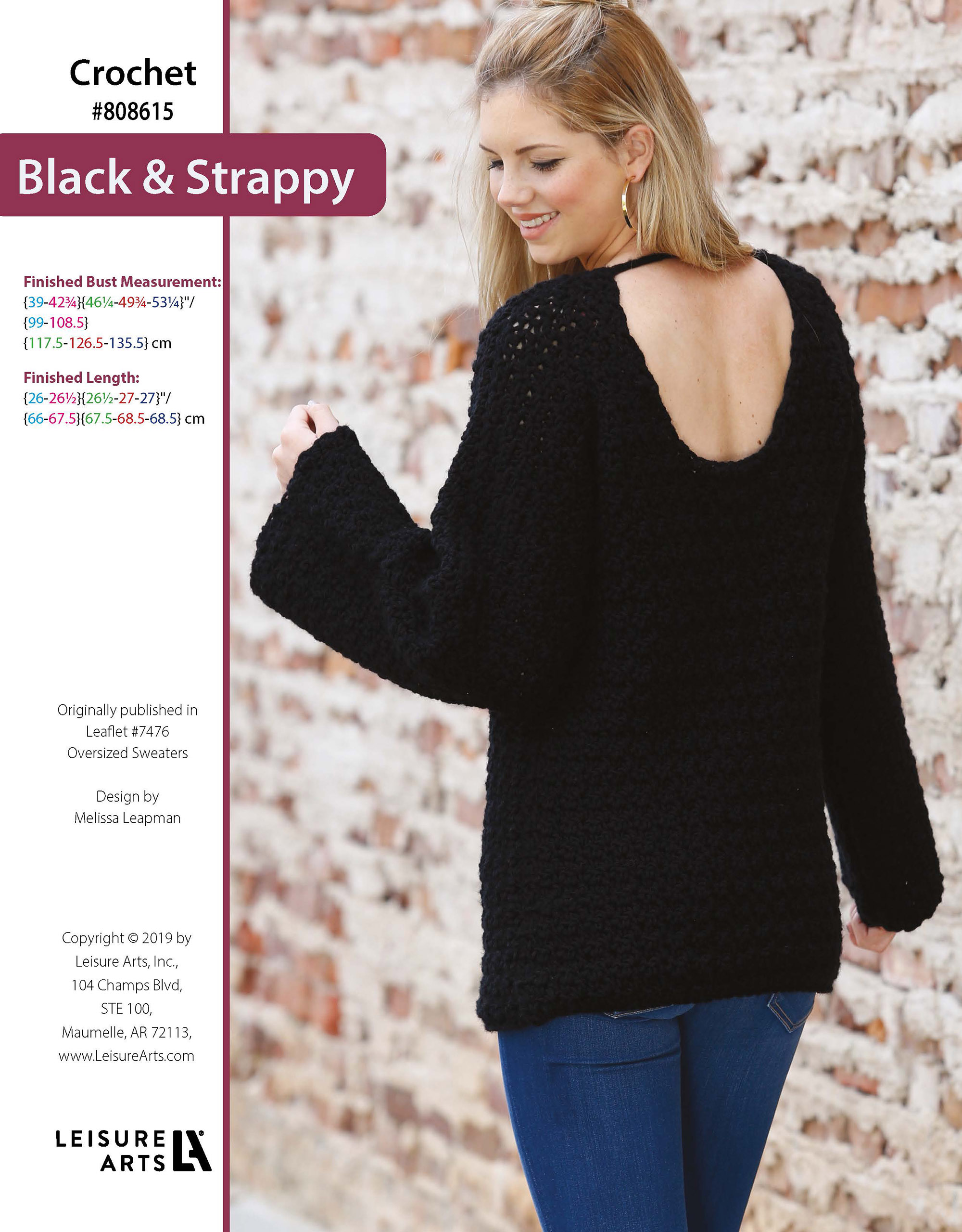 Leisure Arts Oversized Sweaters Black Strappy Crochet ePattern