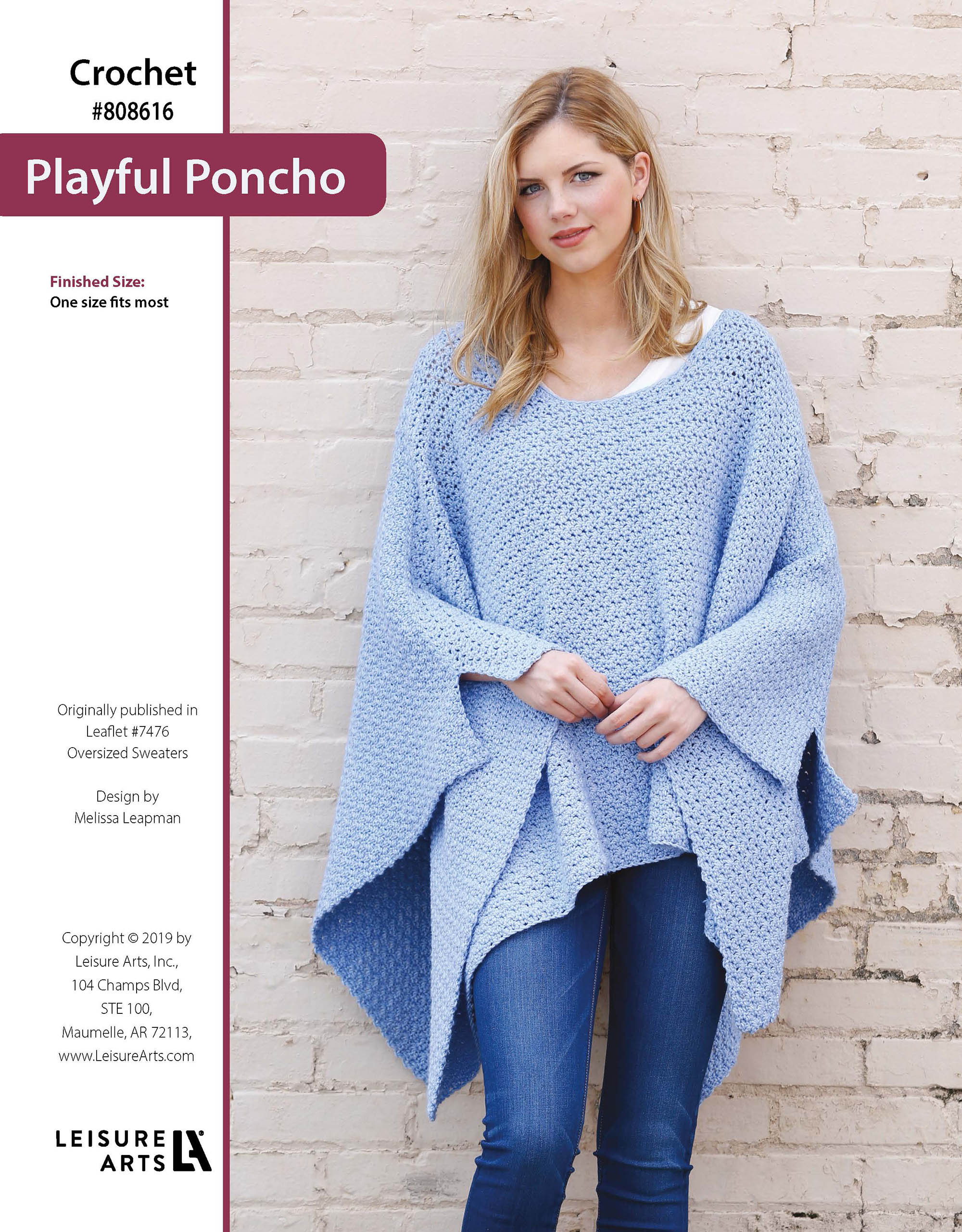 Leisure Arts Oversized Sweaters Playful Poncho Crochet ePattern