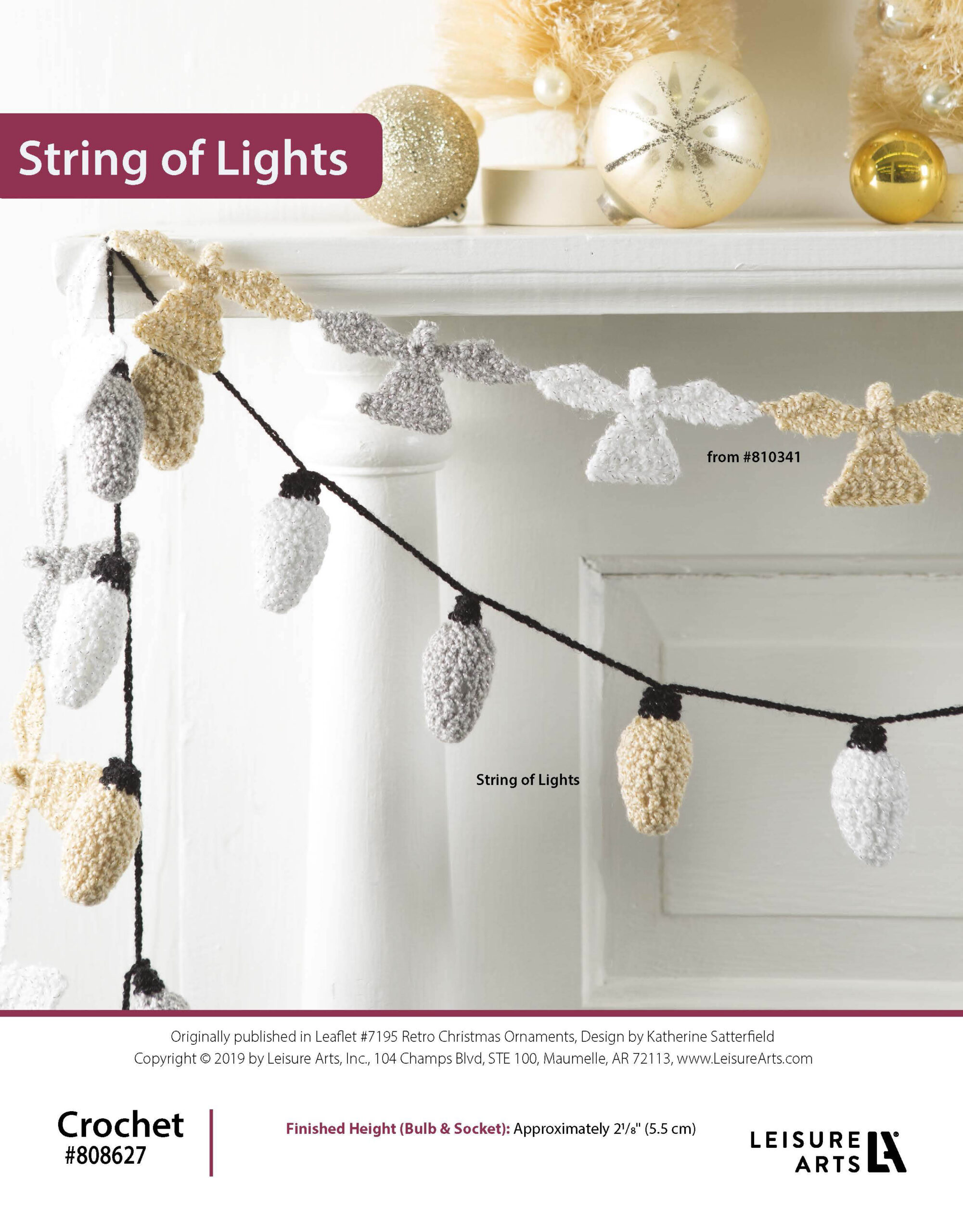 Leisure Arts Retro Christmas Ornaments String of Lights Crochet ePattern