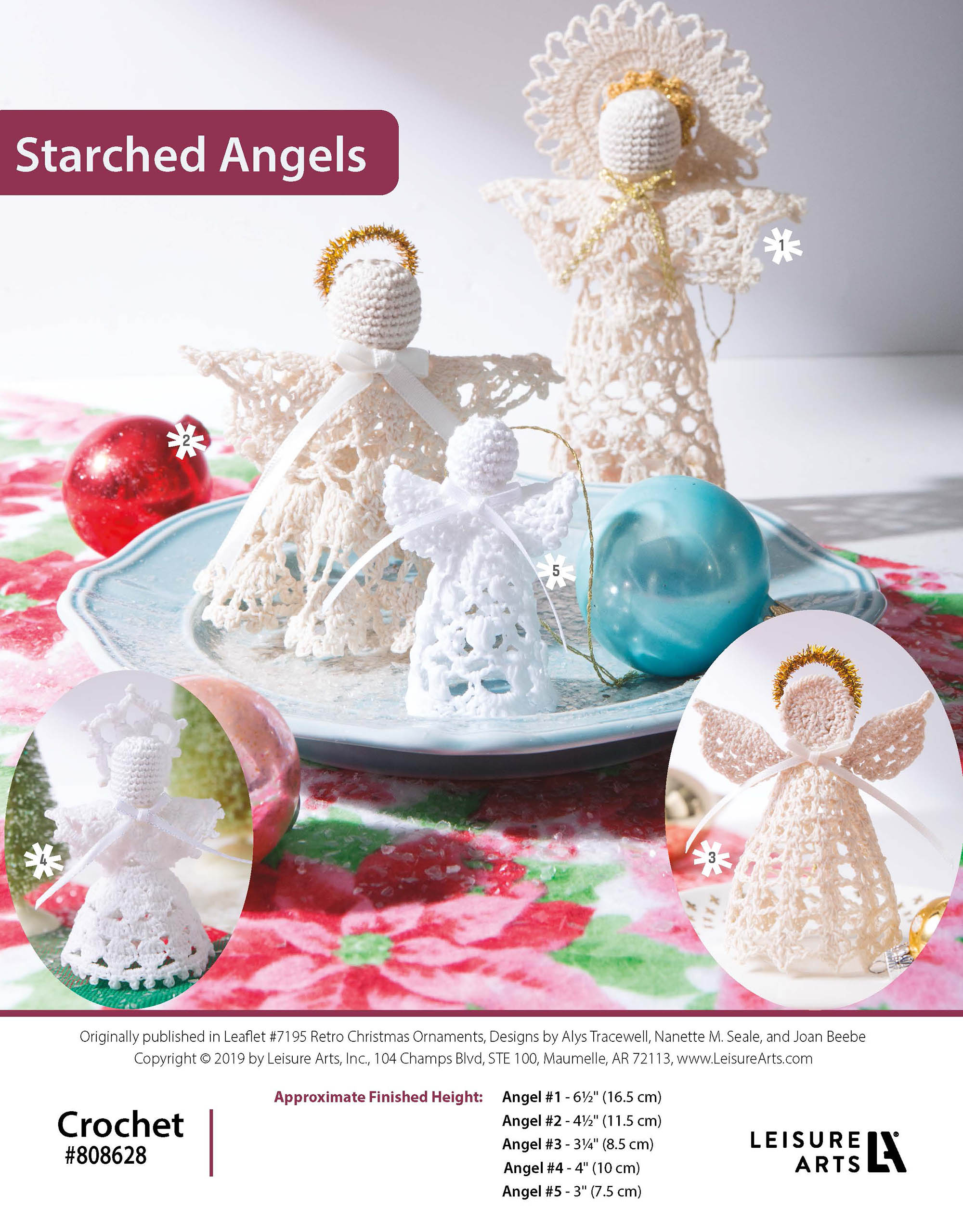 Leisure Arts Retro Christmas Ornaments Starched Angels Crochet ePattern