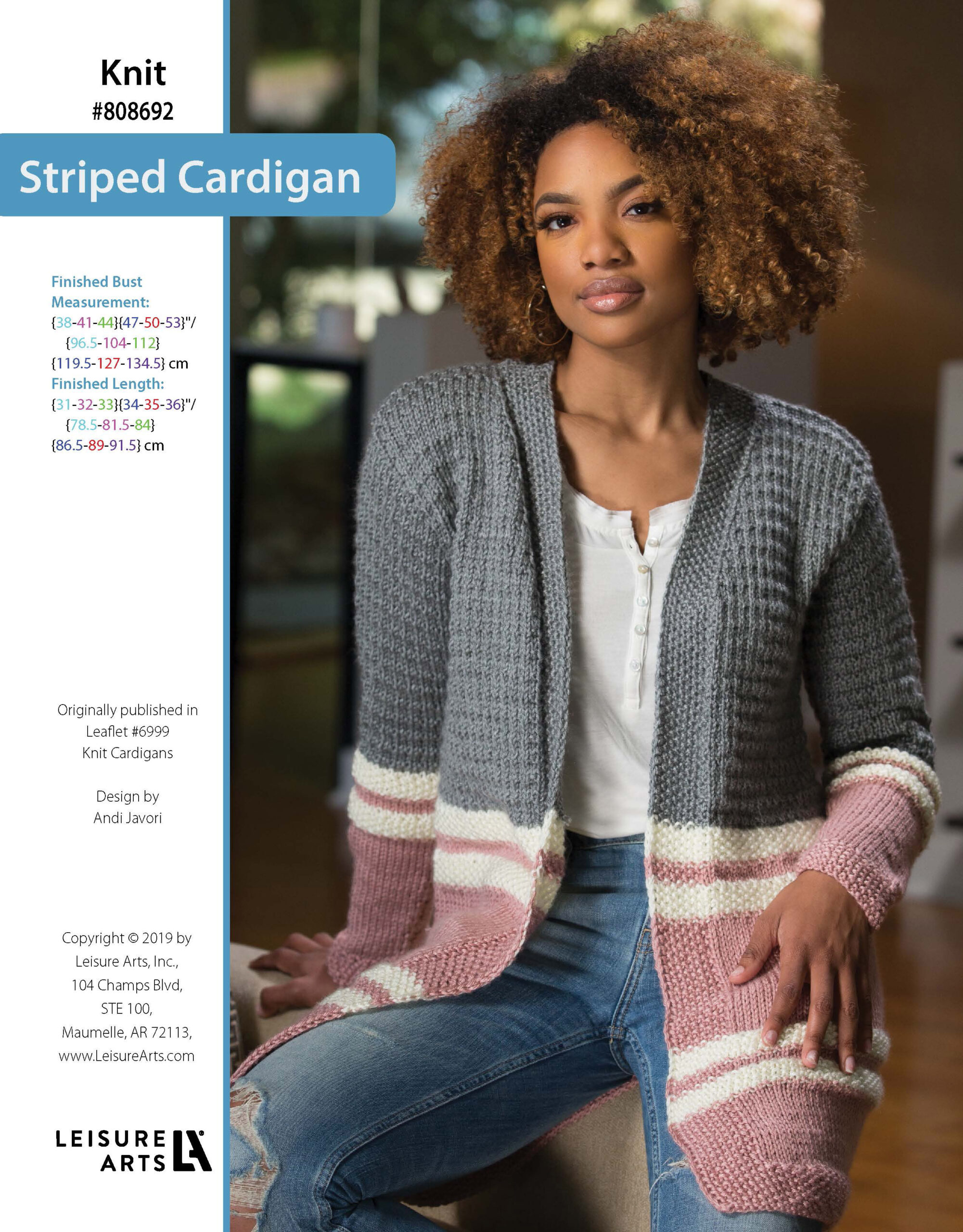 Leisure Arts Knit Cardigans Striped Cardigan ePattern