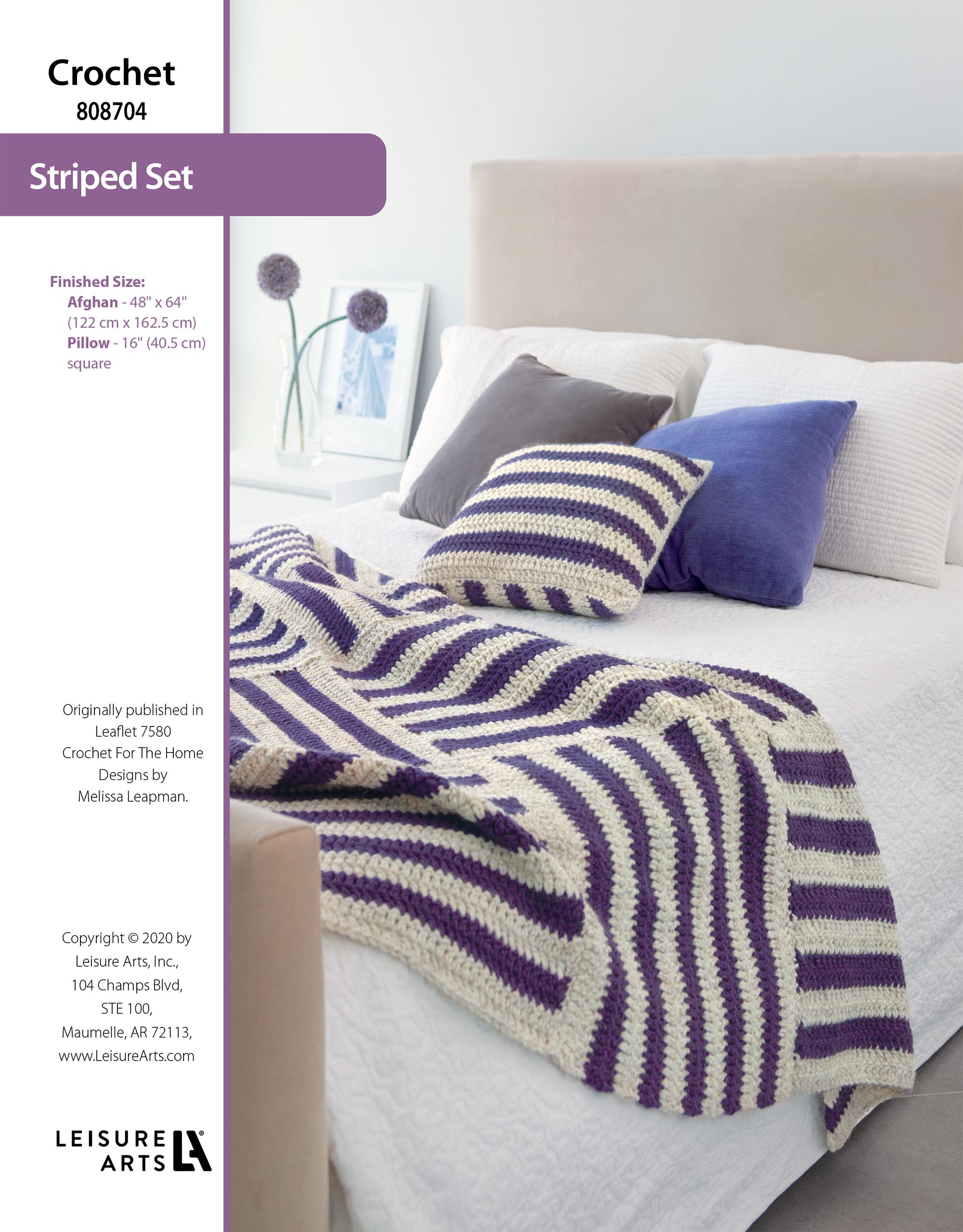 Leisure Arts Crochet For The Home Striped Afghan Pillow Set ePattern