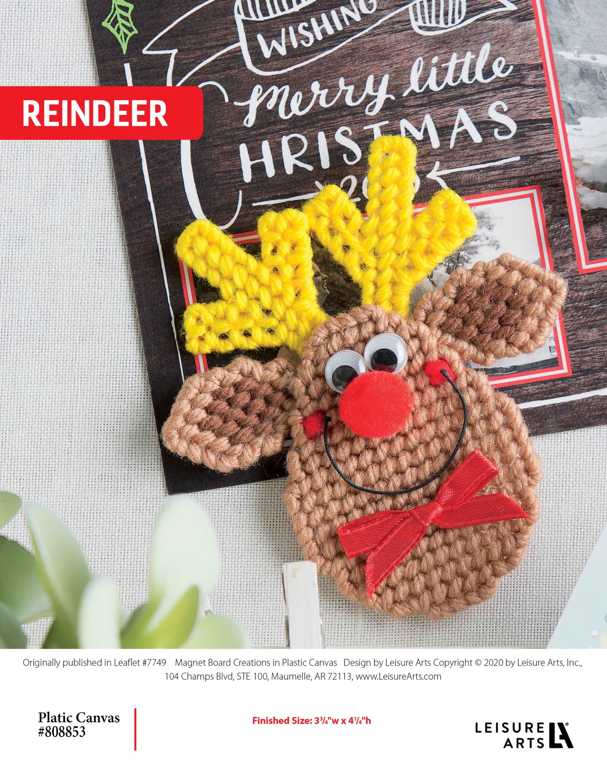 Leisure Arts Magnet Board Creations In Plastic Canvas Reindeer ePattern