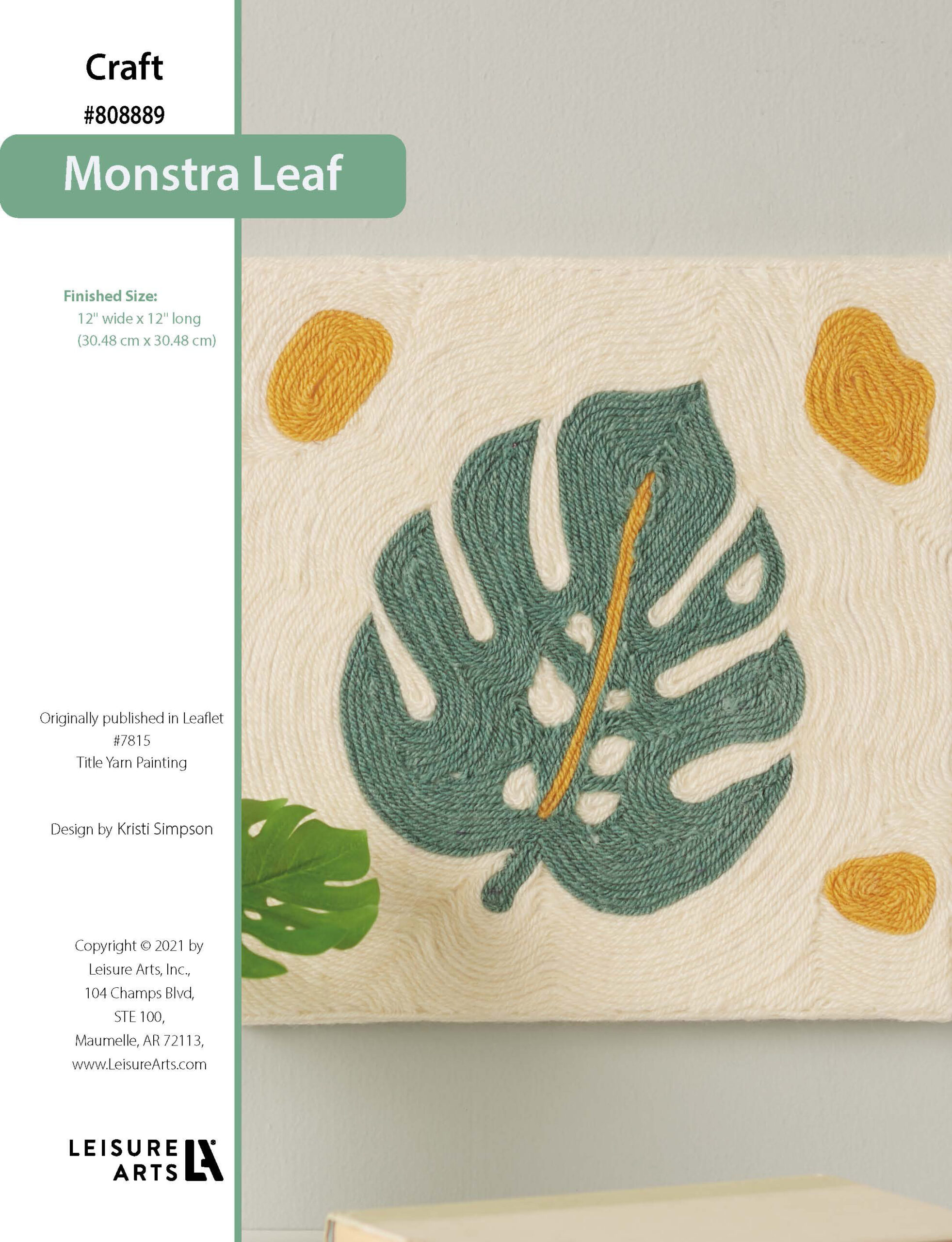 Leisure Arts Monstera Leaf Yarn Painting ePattern