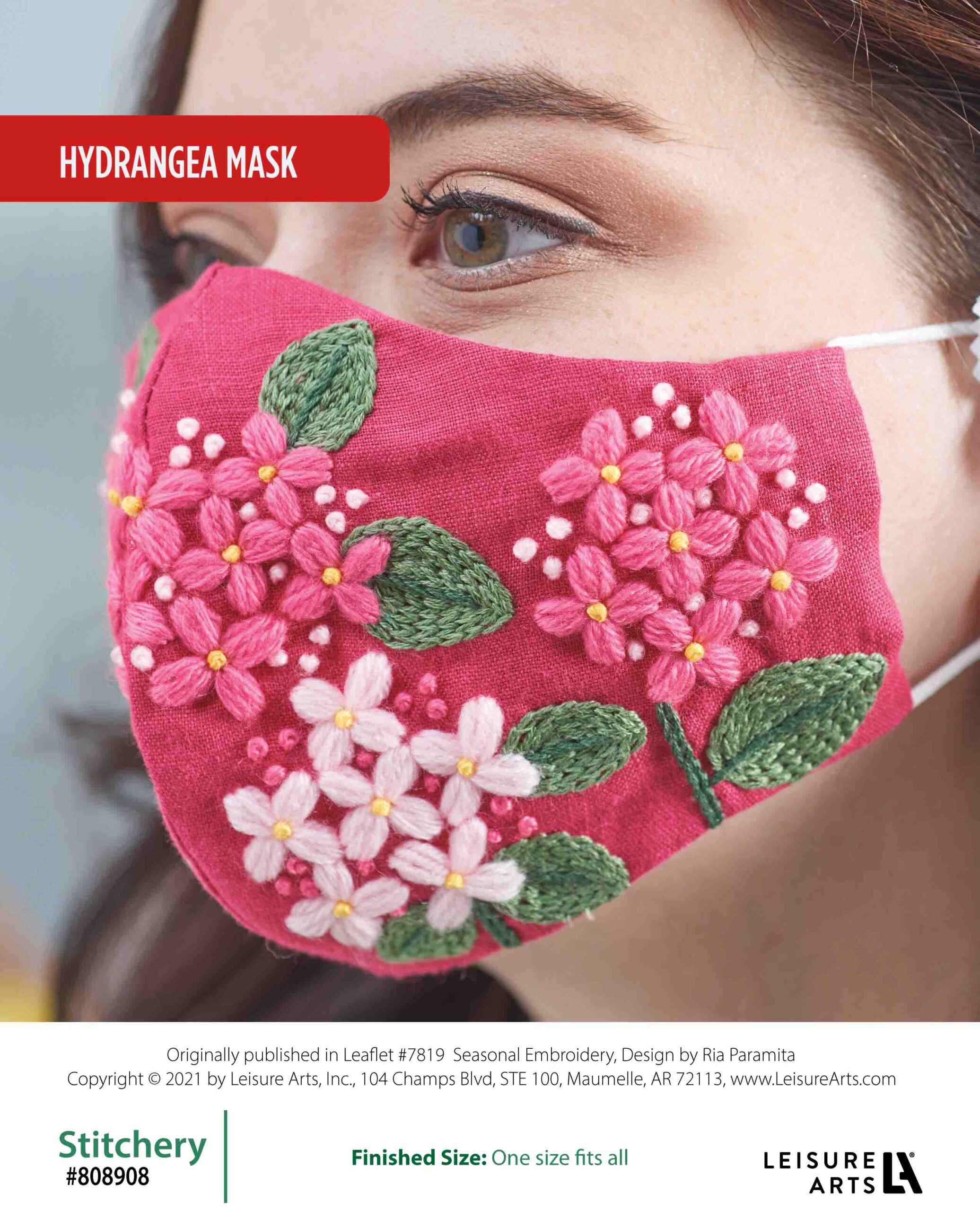 Leisure Arts Embroidered Hydrangea Mask ePattern