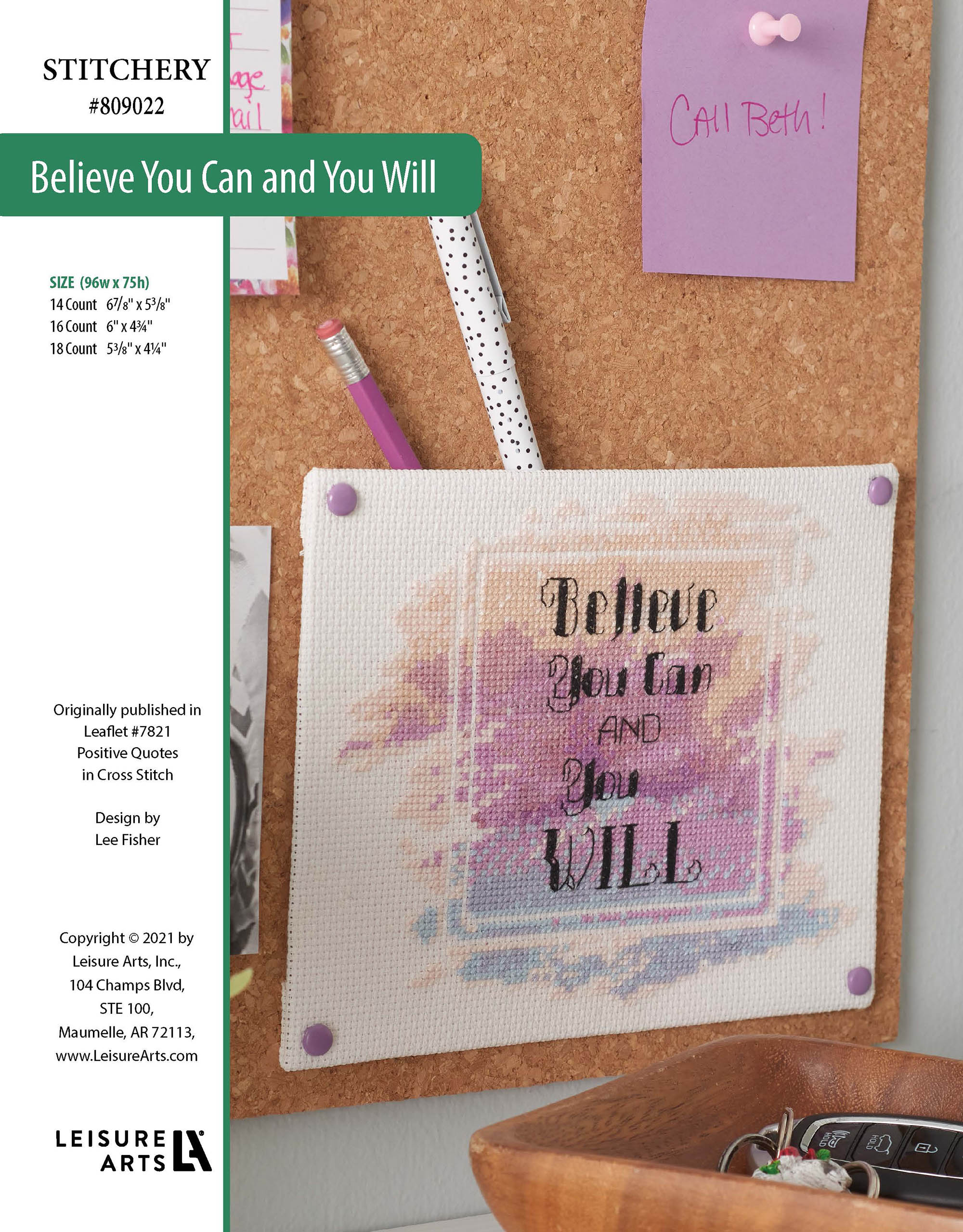 Leisure Arts Positive Quotes In Cross Stitch Believe You Can and You Will ePattern