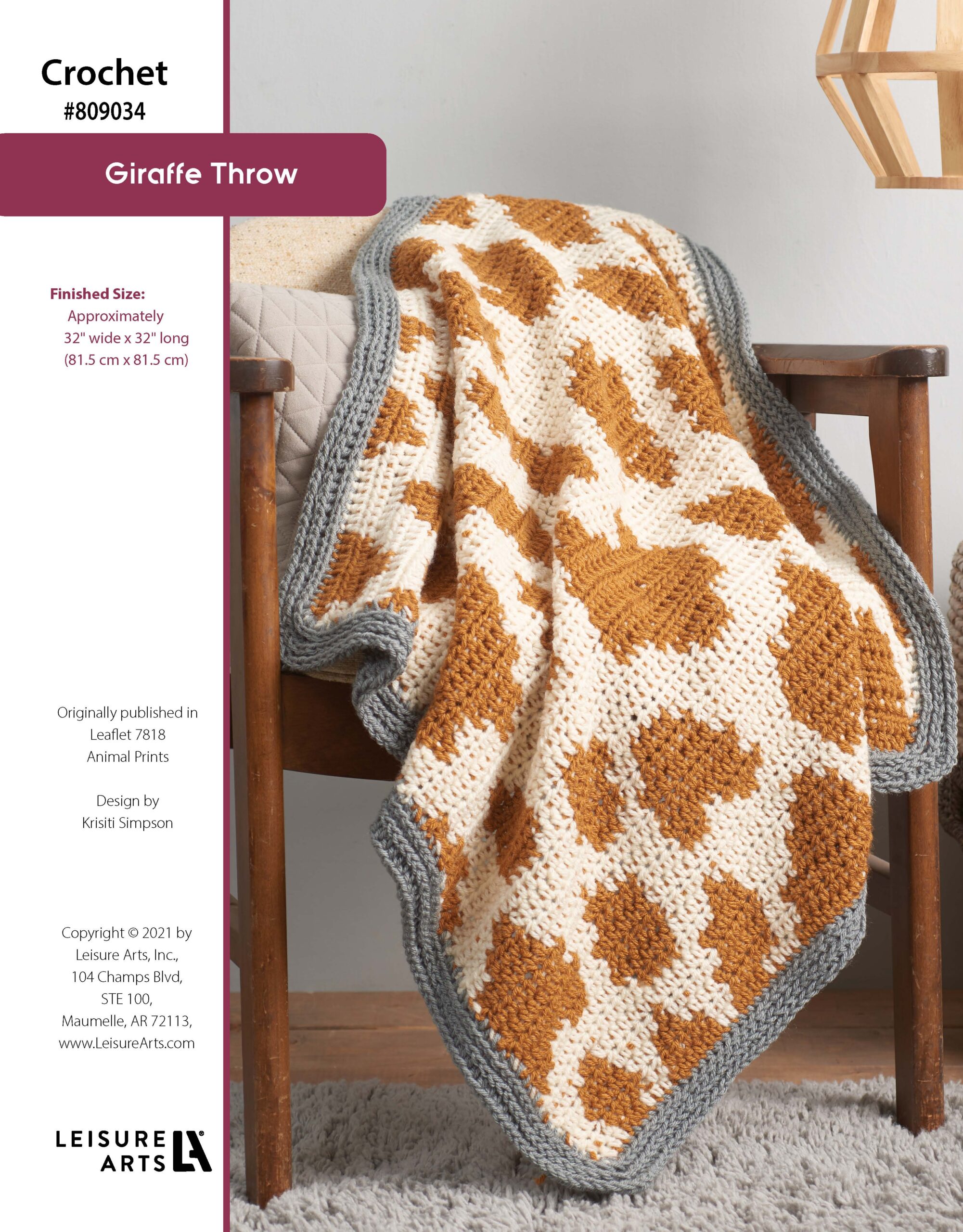 Leisure Arts Animal Prints Giraffe Throw Crochet ePattern