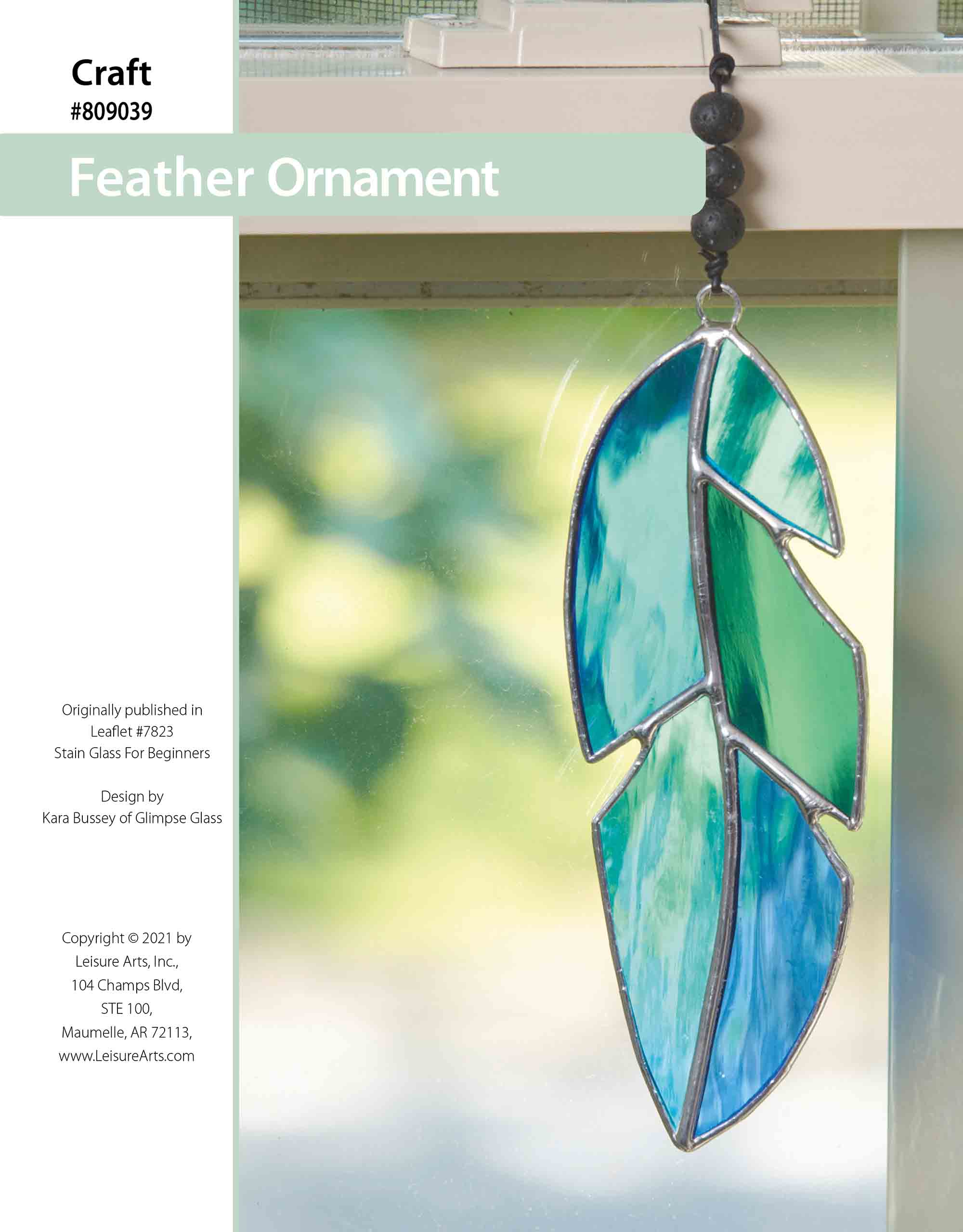 Leisure Arts Stained Glass Feather Ornament ePattern