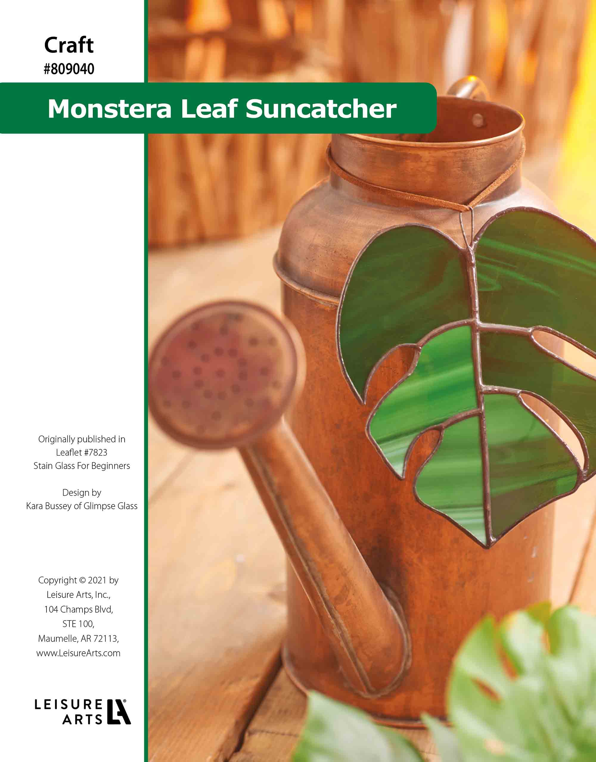 Leisure Arts Stained Glass Monstera Leaf Suncatcher ePattern