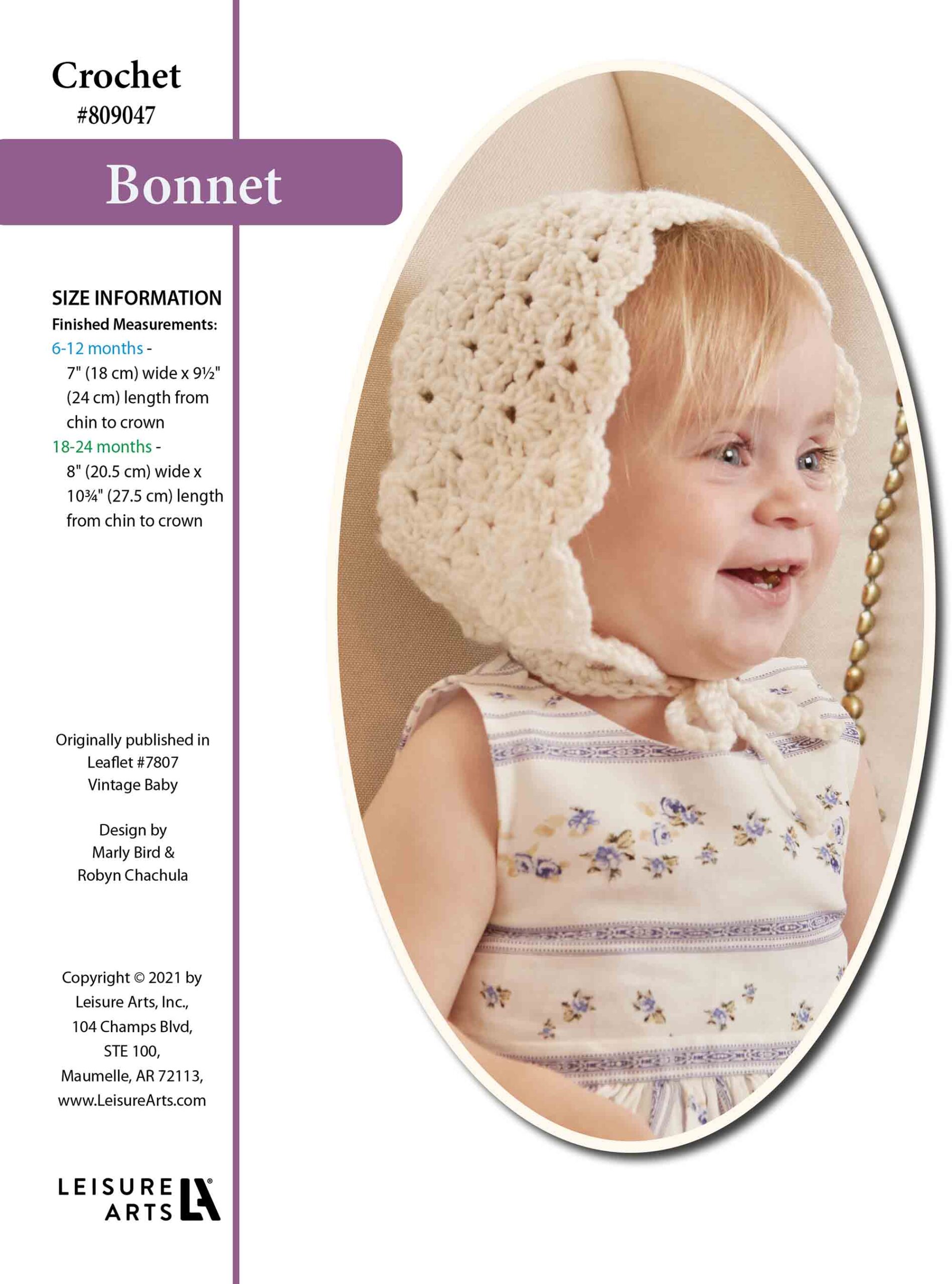 Leisure Arts Vintage Baby Crochet Bonnet ePattern