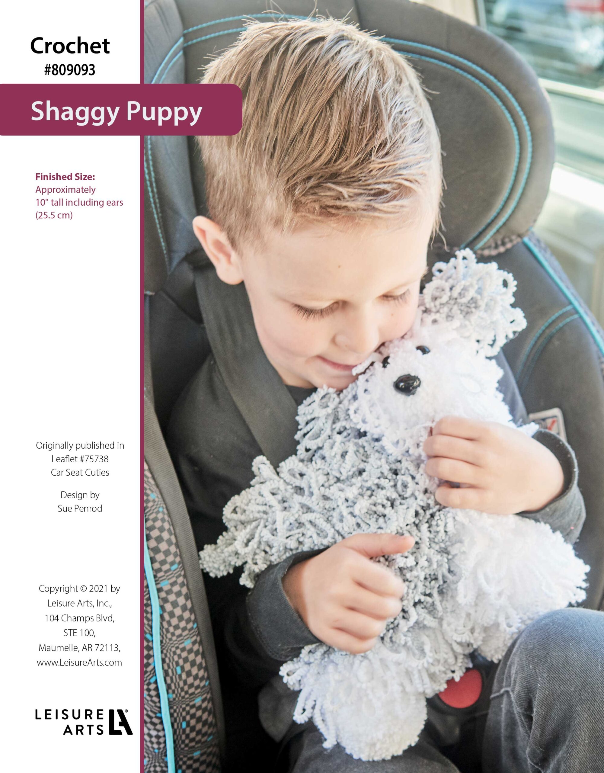Leisure Arts Car Seat Cuties Shaggy Puppy Crochet ePattern