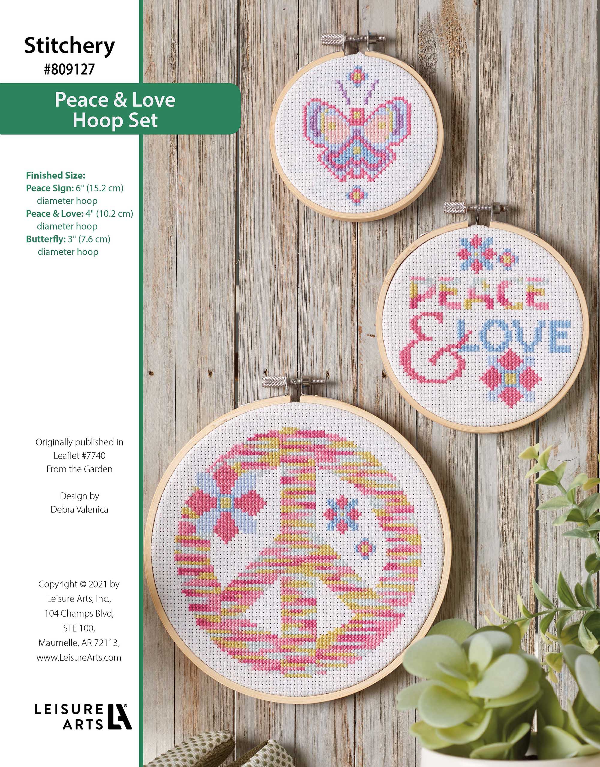 Leisure Arts From The Garden Peace and Love Hoop Set ePattern