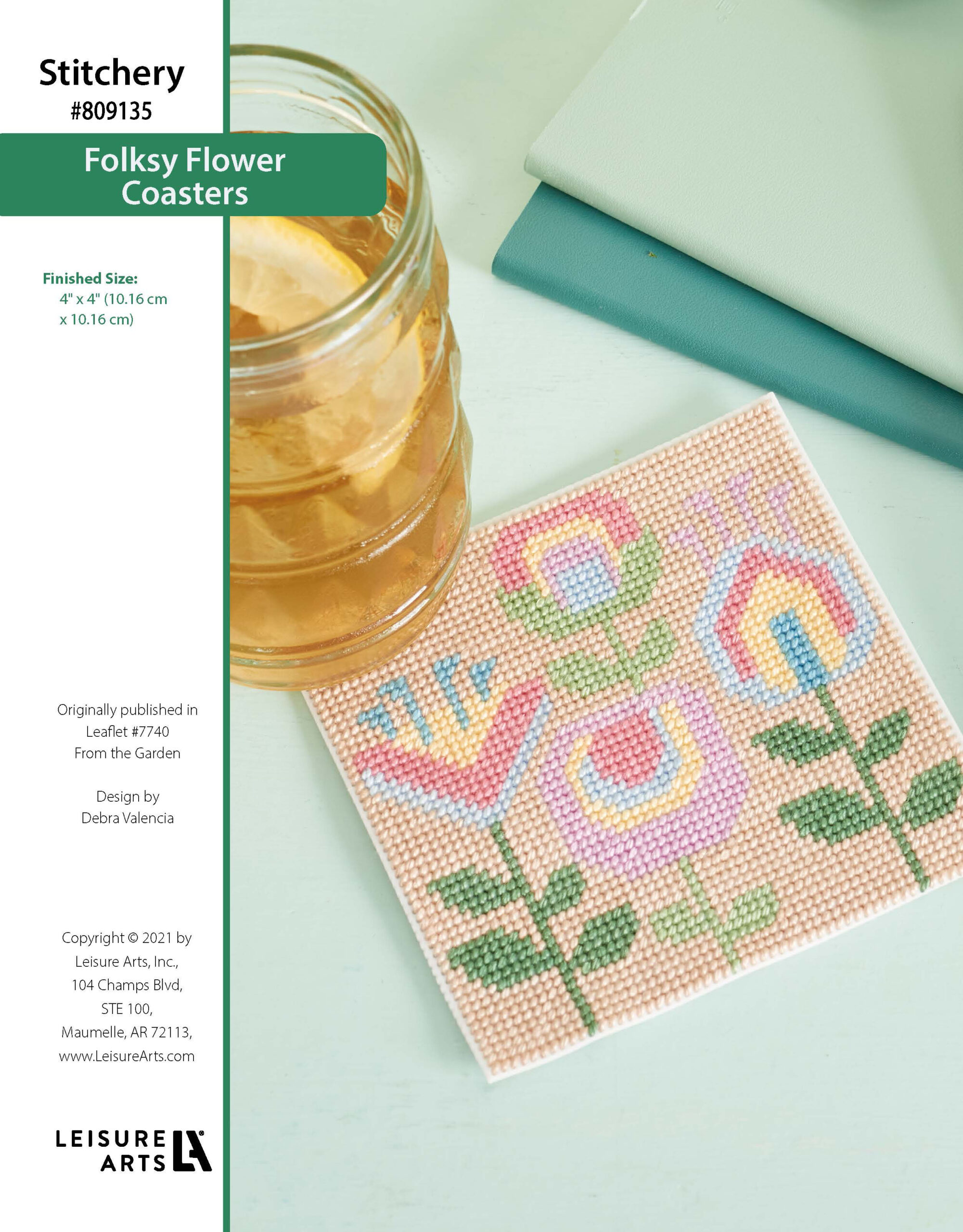 Leisure Arts From The Garden Folksy Flower Coaster ePattern