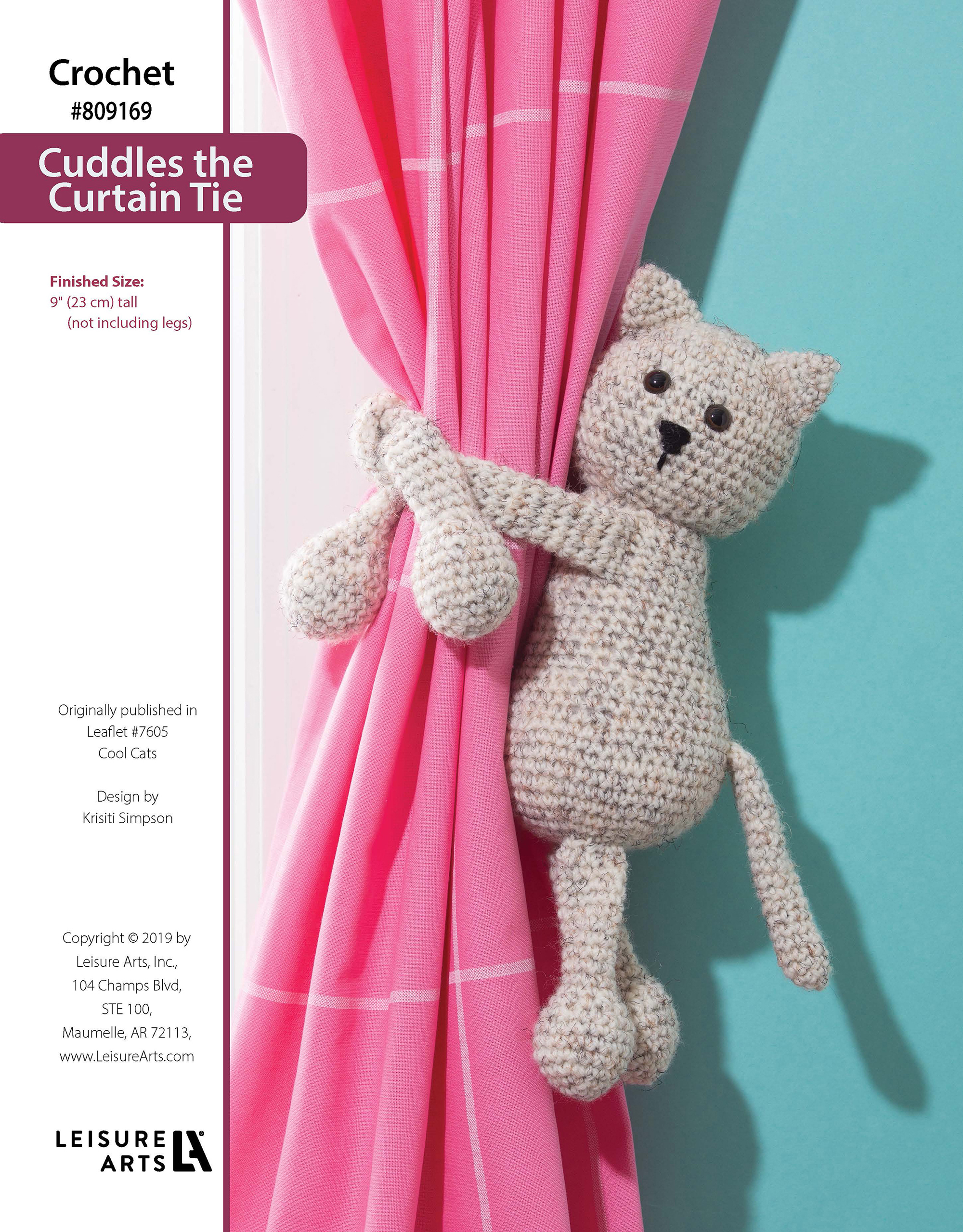 Leisure Arts ePattern Crochet Cuddles the Curtain Tie Cat