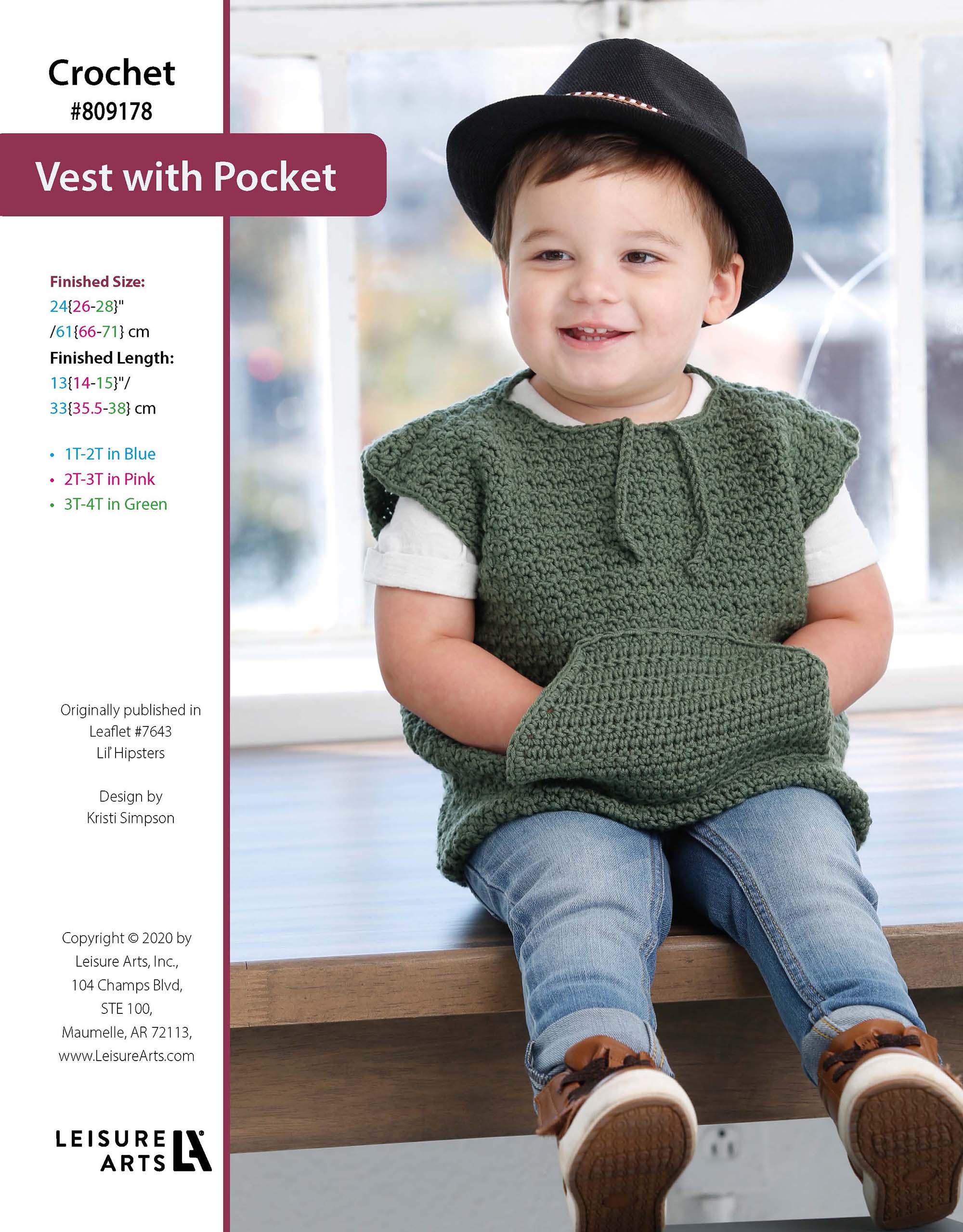 Leisure Arts Lil Hipsters Vest With Pocket Crochet ePattern