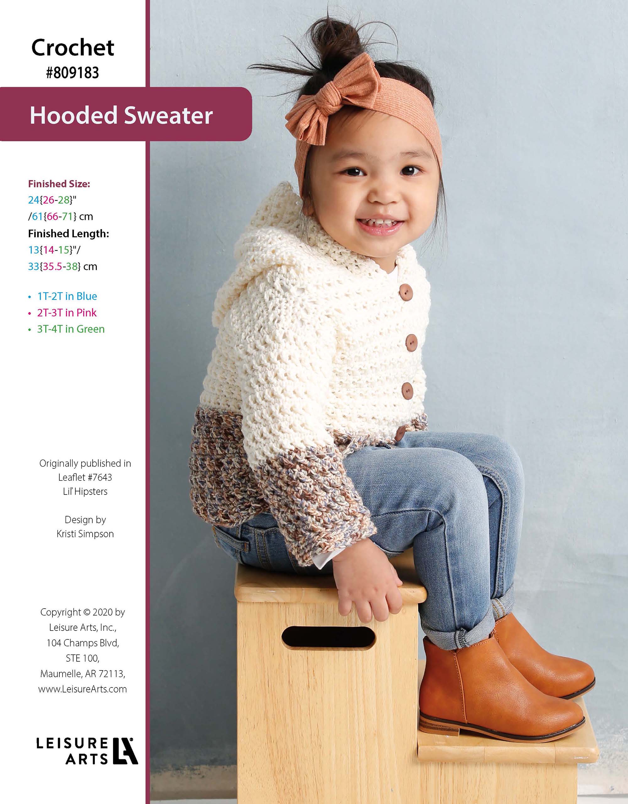 Leisure Arts Lil Hipsters Hooded Sweater Crochet ePattern