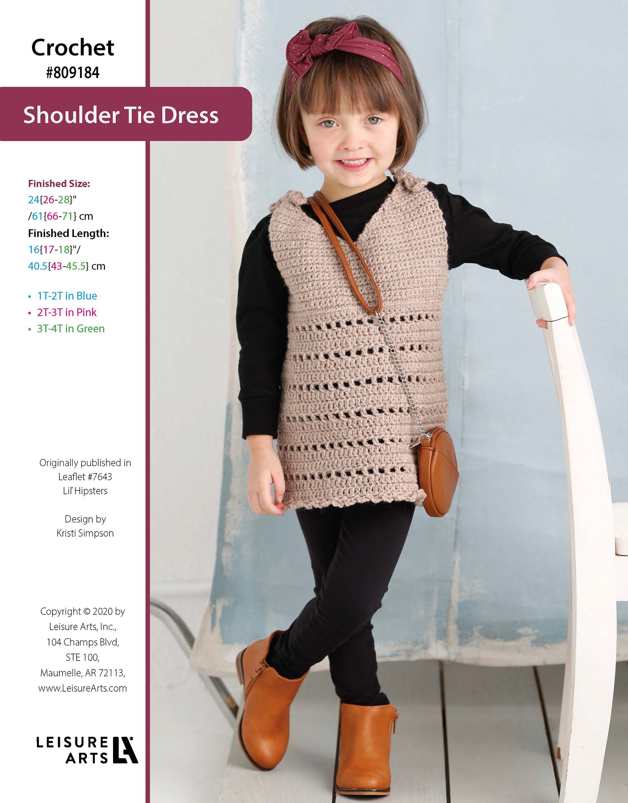 Leisure Arts Lil Hipsters Shoulder Tie Dress Crochet ePattern