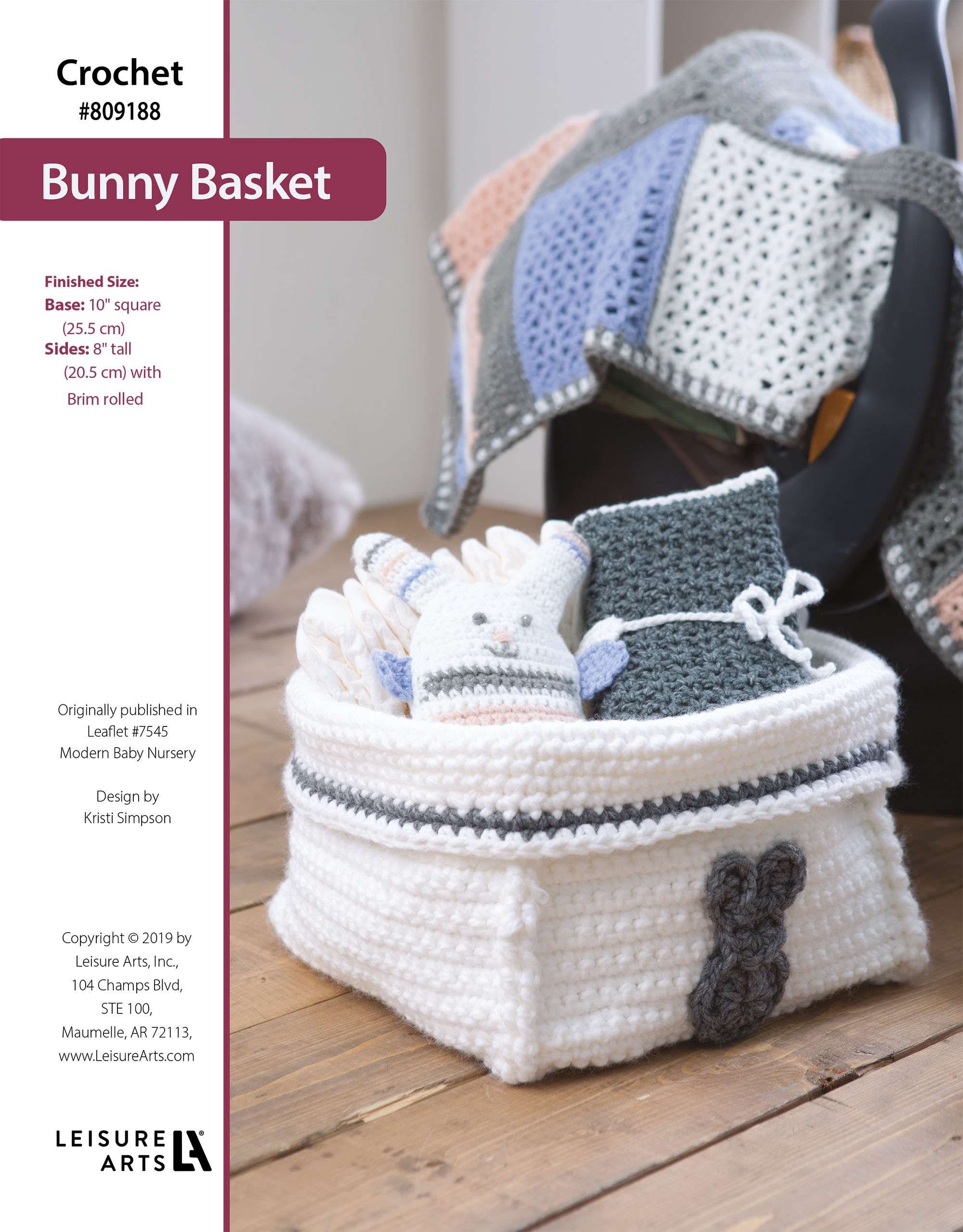 Leisure Arts Modern Baby Nursery Bunny Basket Crochet ePattern