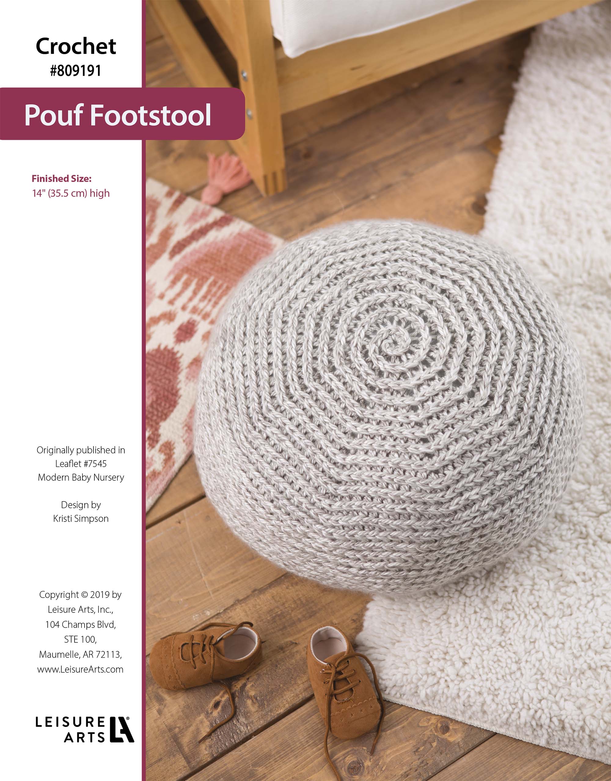Leisure Arts Modern Baby Nursery Pouf Footstool Crochet ePattern