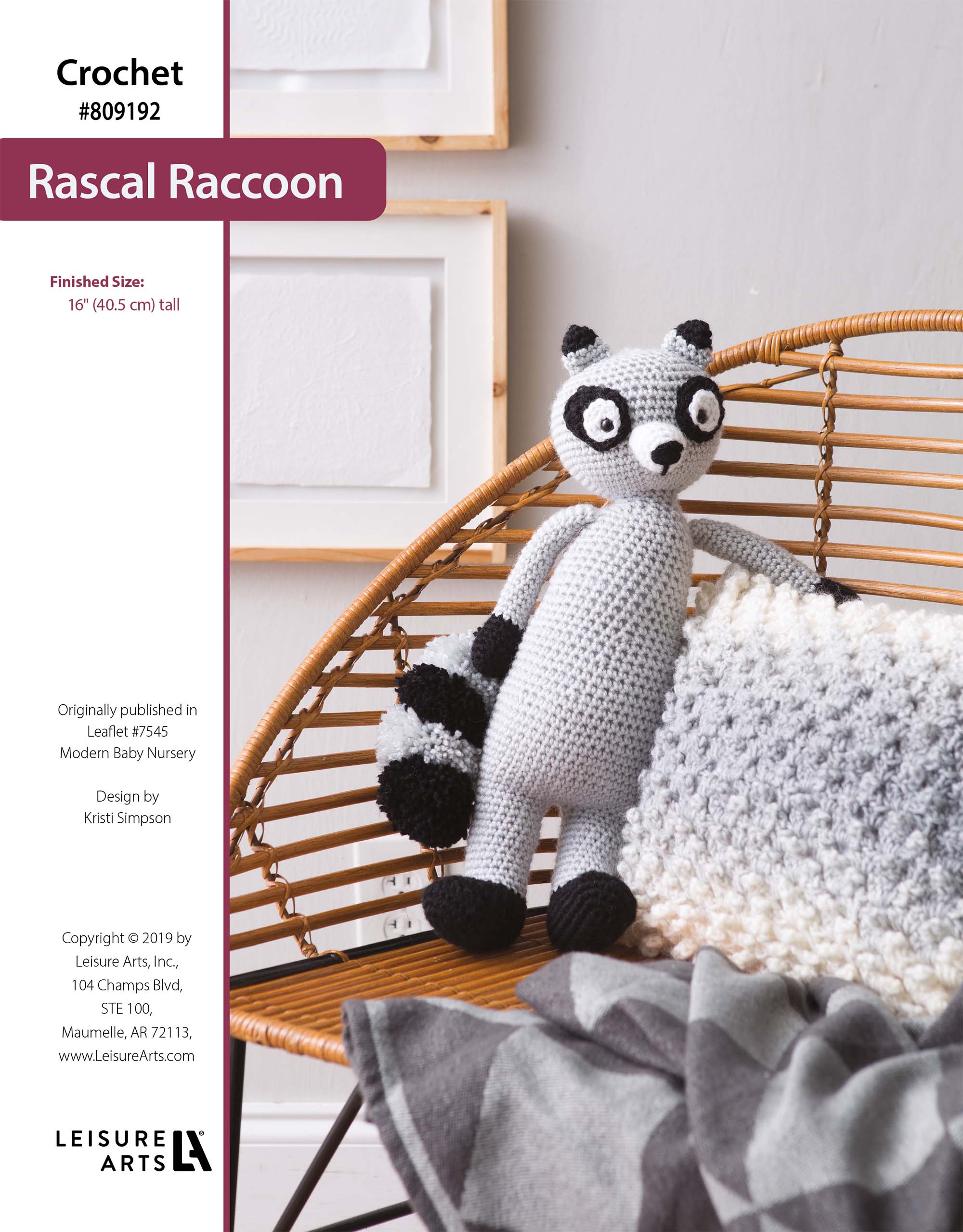 Leisure Arts Modern Baby Nursery Rascal Raccoon Crochet ePattern