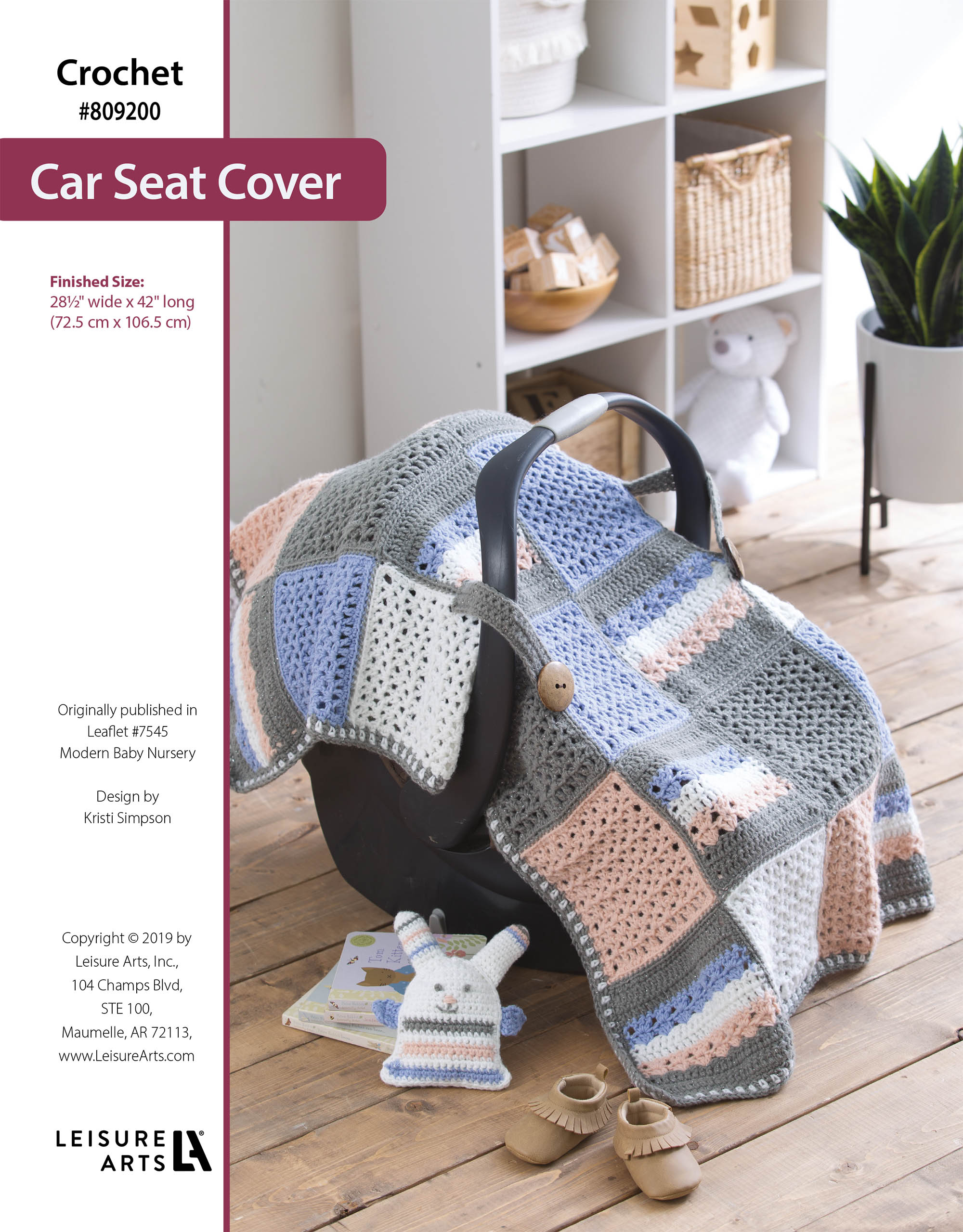Leisure Arts Modern Baby Nursery Car Seat Cover Crochet ePattern