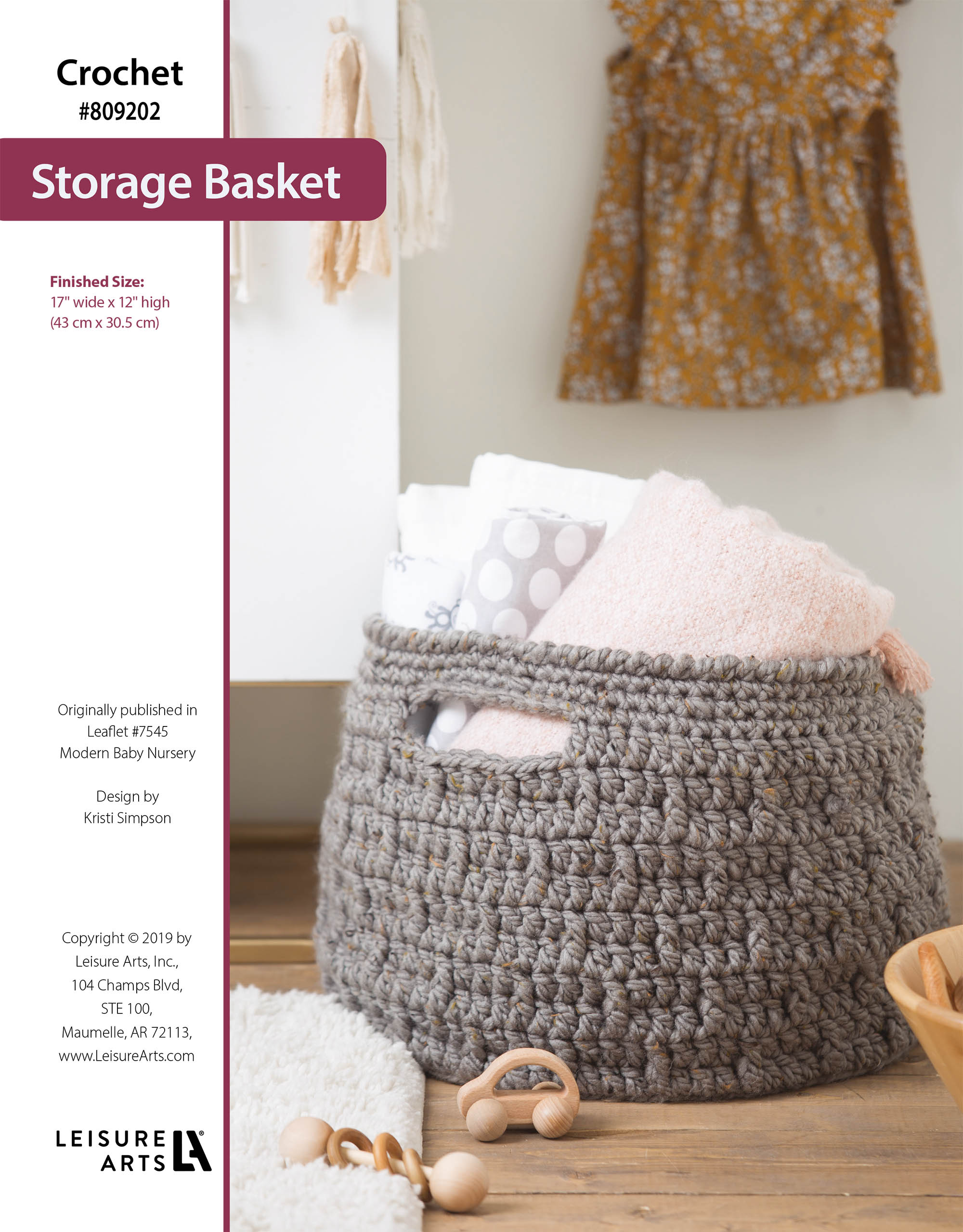 Leisure Arts Modern Baby Nursery Storage Basket Crochet ePattern