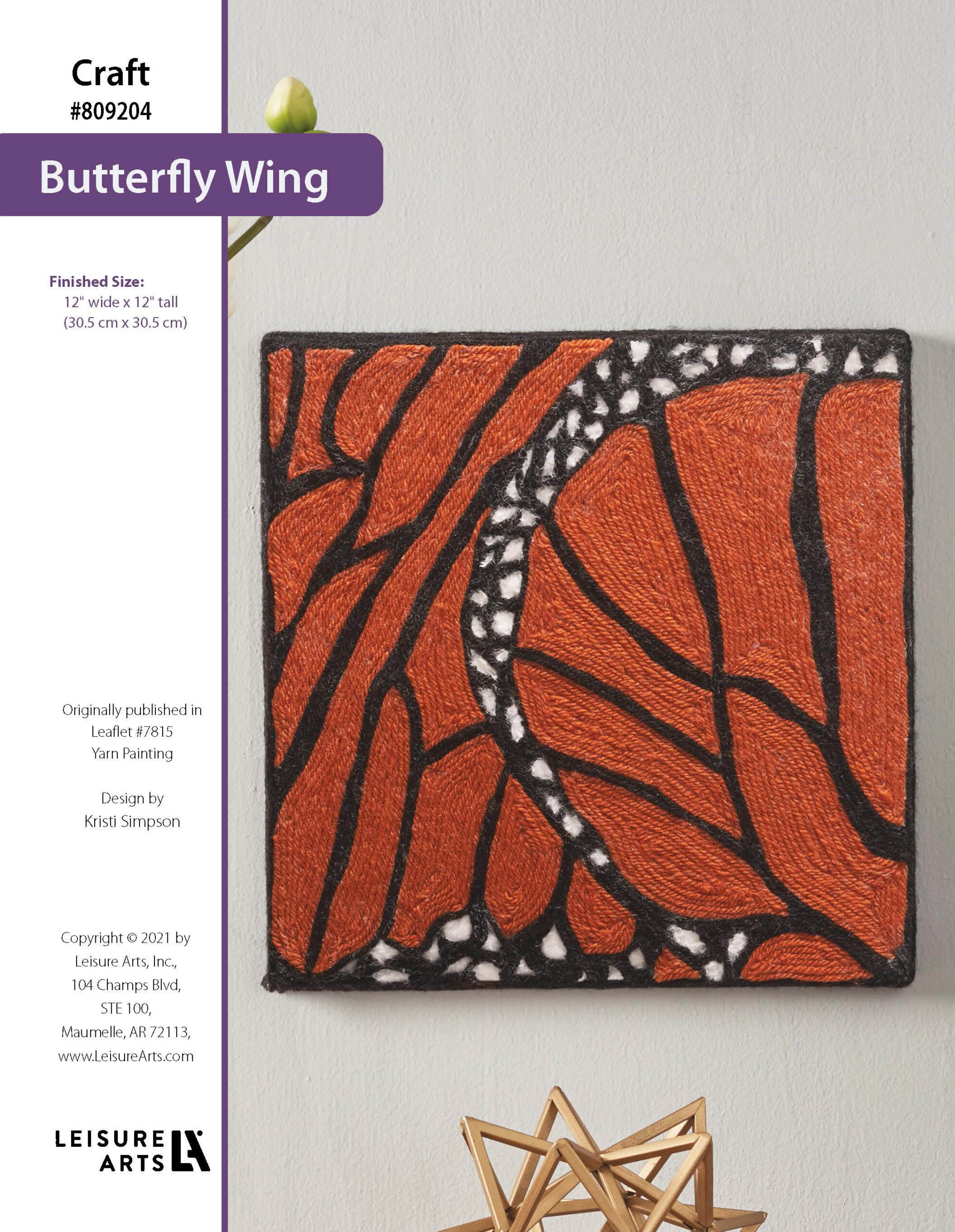 Leisure Arts Butterfly Wing Yarn Painting ePattern