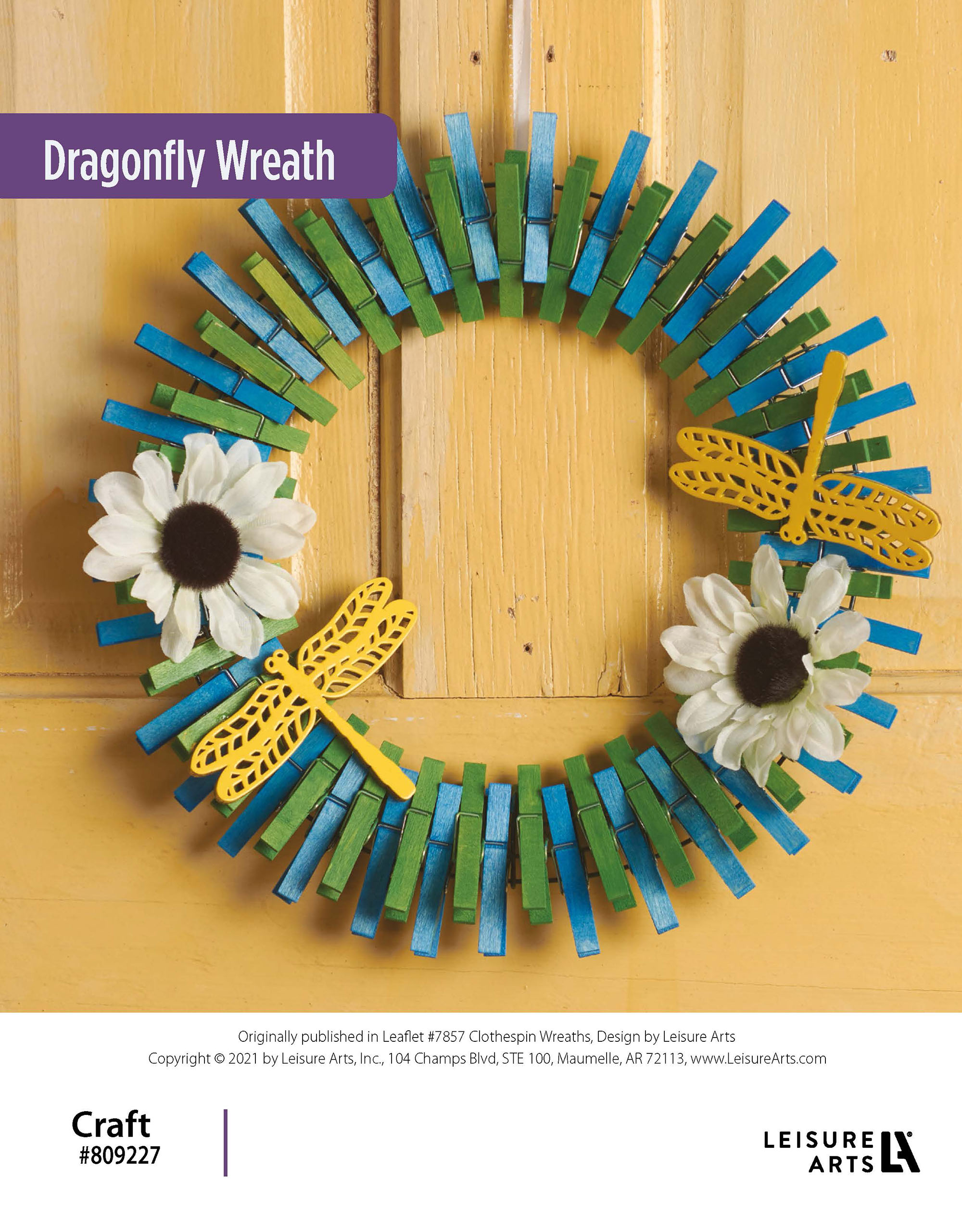 Leisure Arts Clothespin Wreaths Dragonfly ePattern