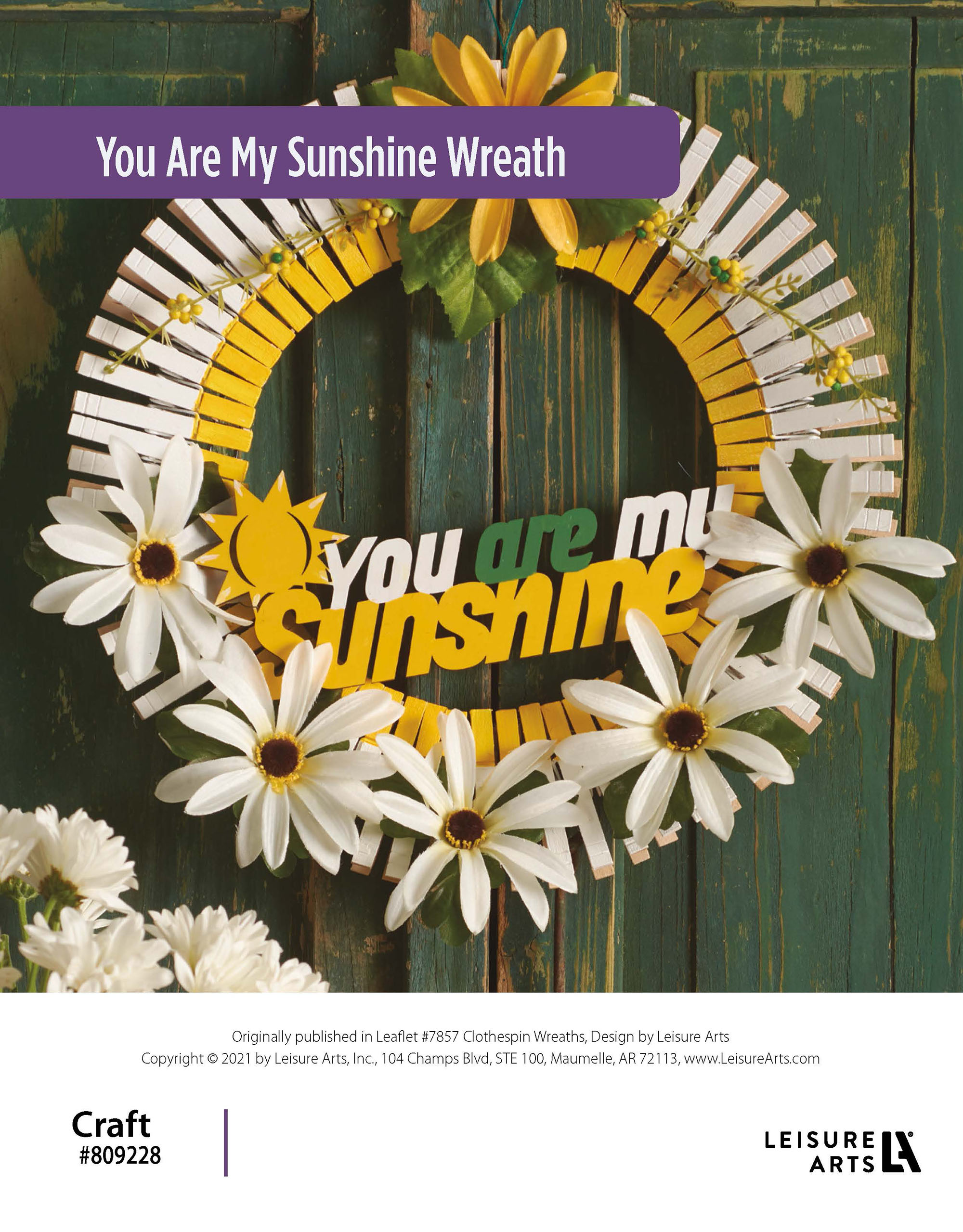 Leisure Arts Clothespin Wreaths You Are My Sunshine ePattern