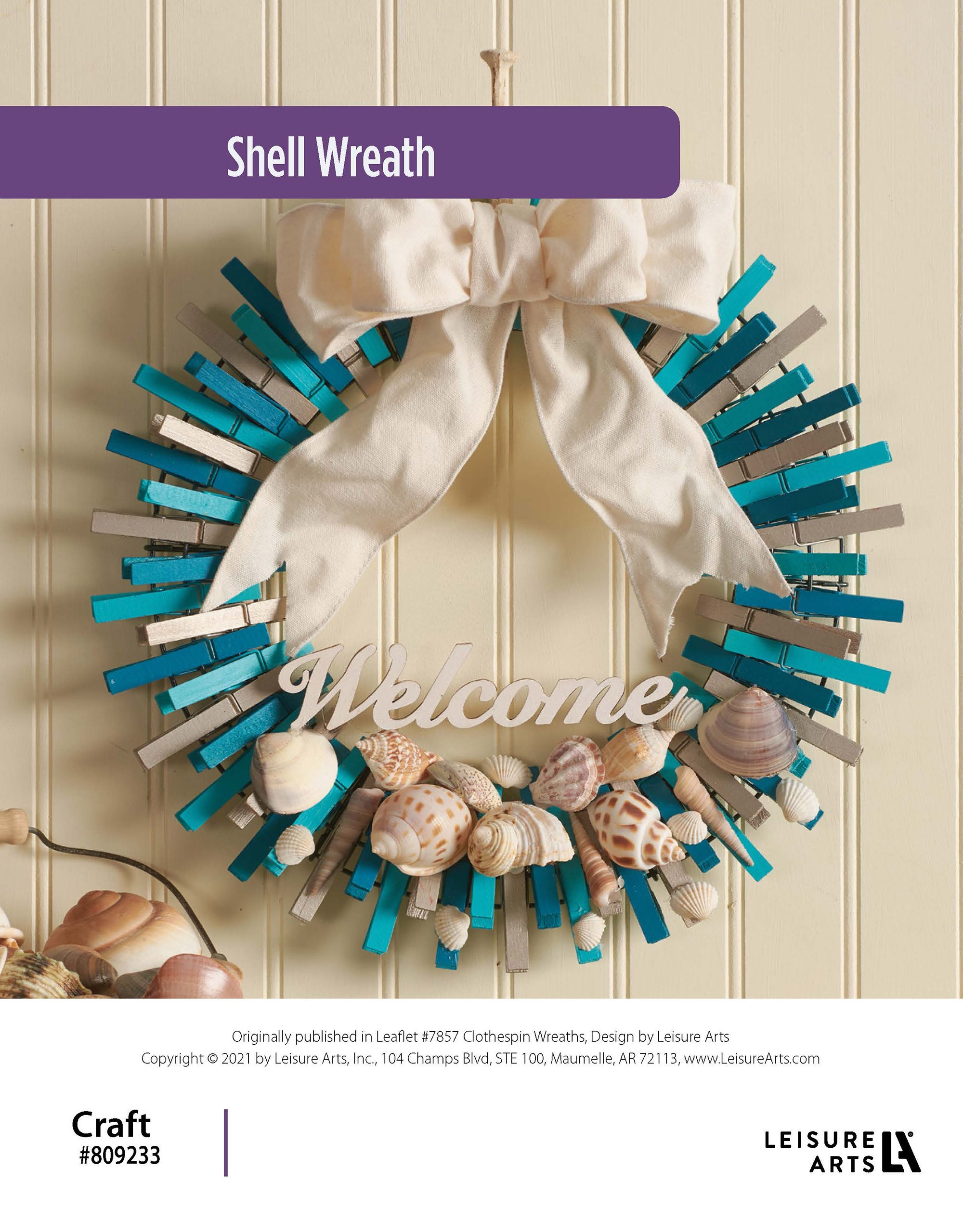 Leisure Arts Clothespin Wreaths Shell ePattern