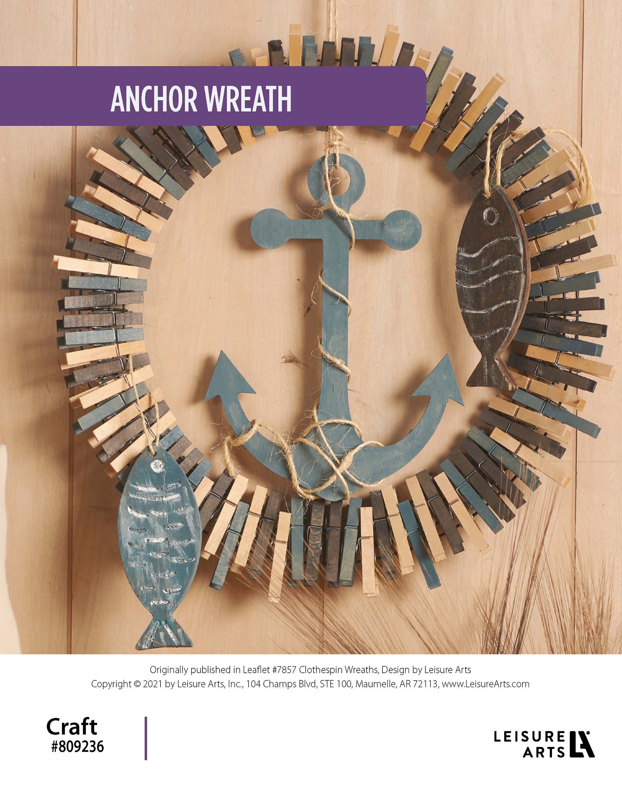 Leisure Arts Clothespin Wreaths Anchor ePattern