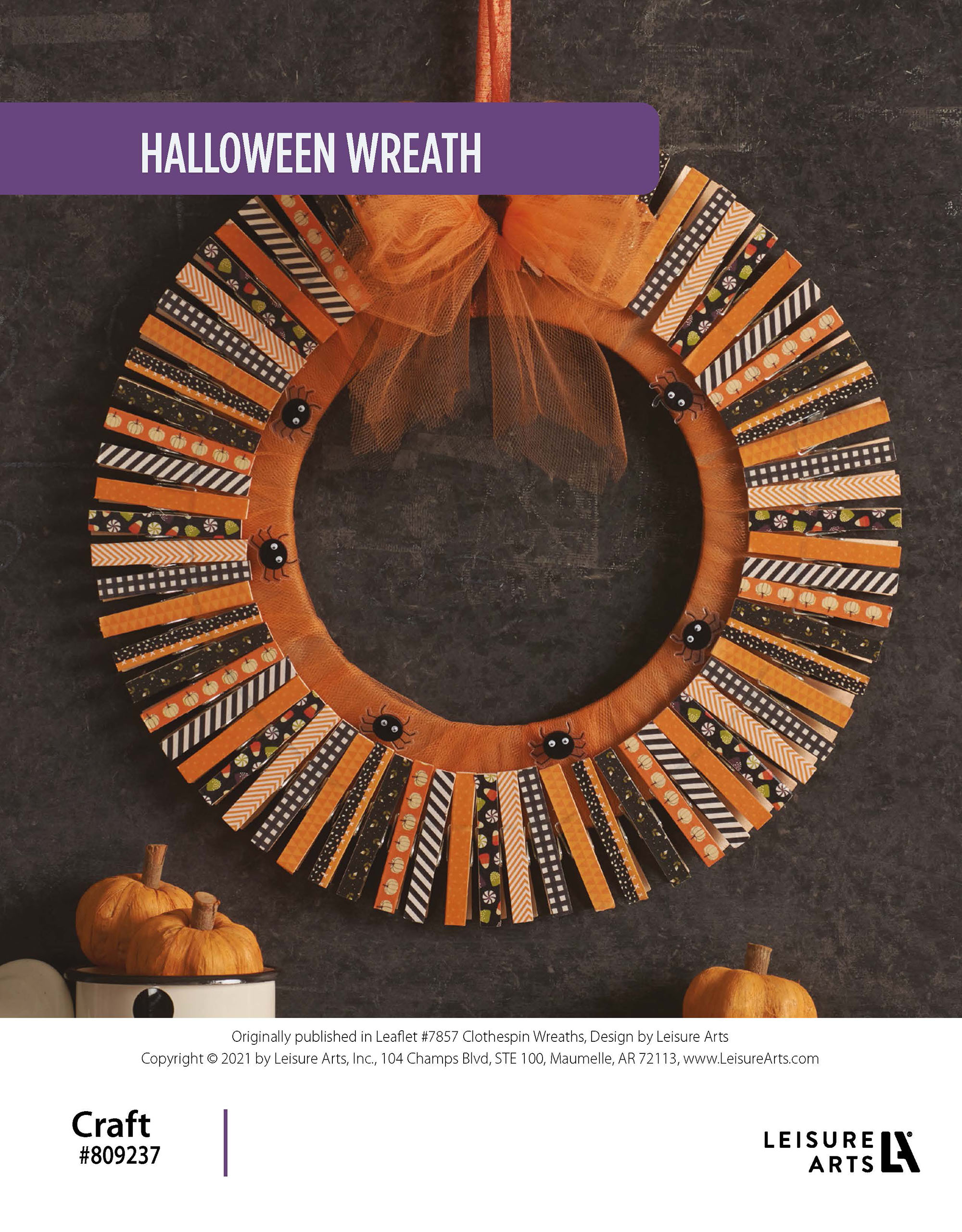 Leisure Arts Clothespin Wreaths Halloween ePattern