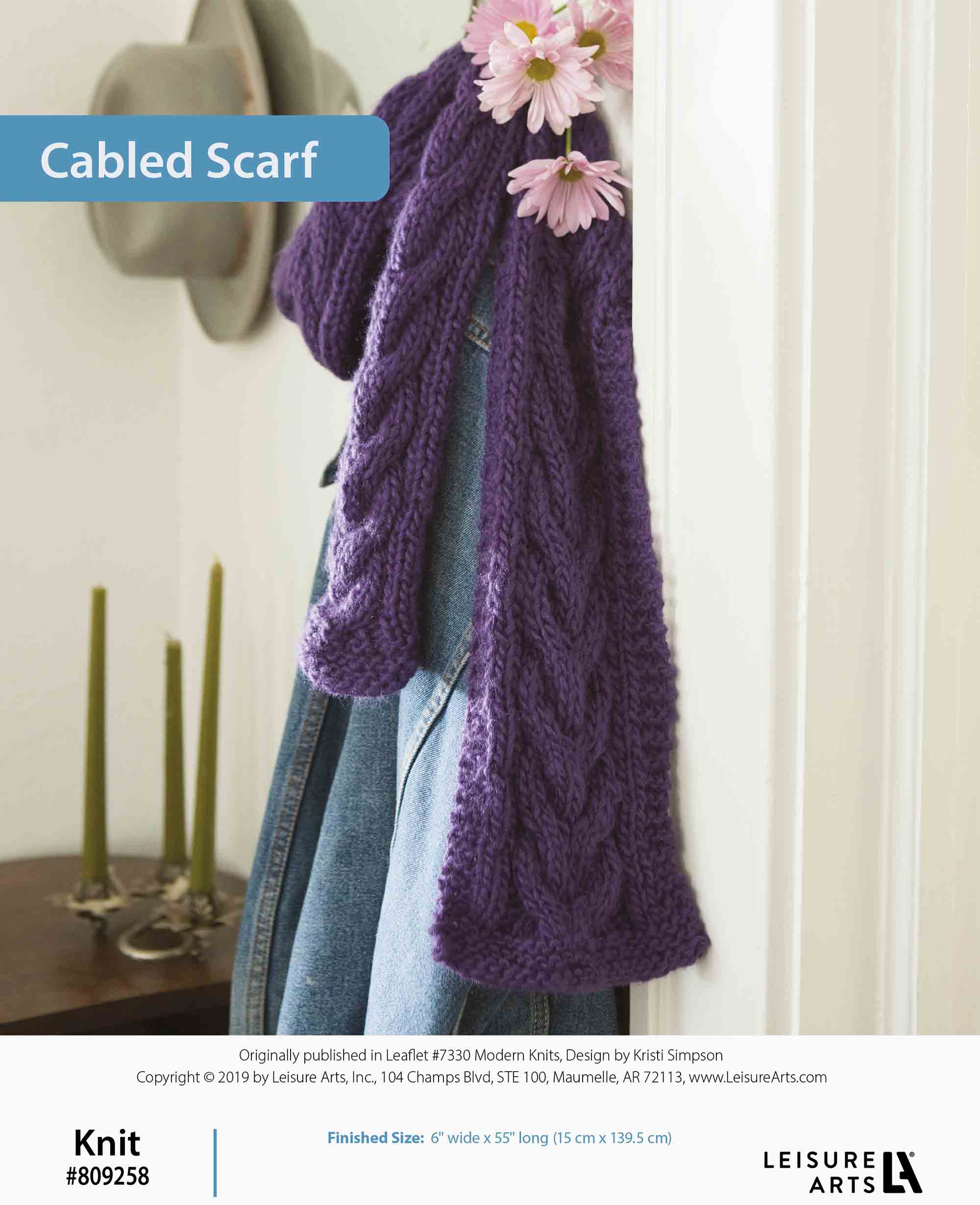 Leisure Arts Cabled Scarf To Knit ePattern