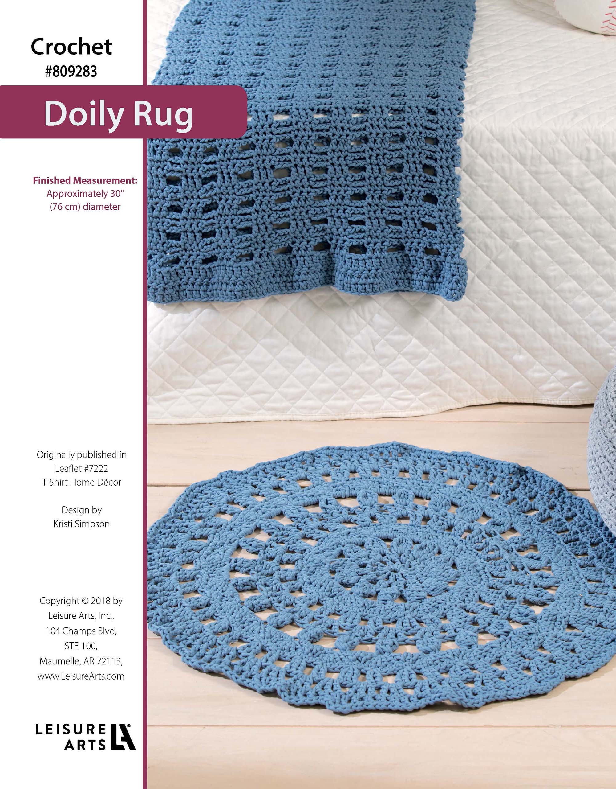 Leisure Arts TShirt Yarn Home Decor Doily Rug Crochet ePattern