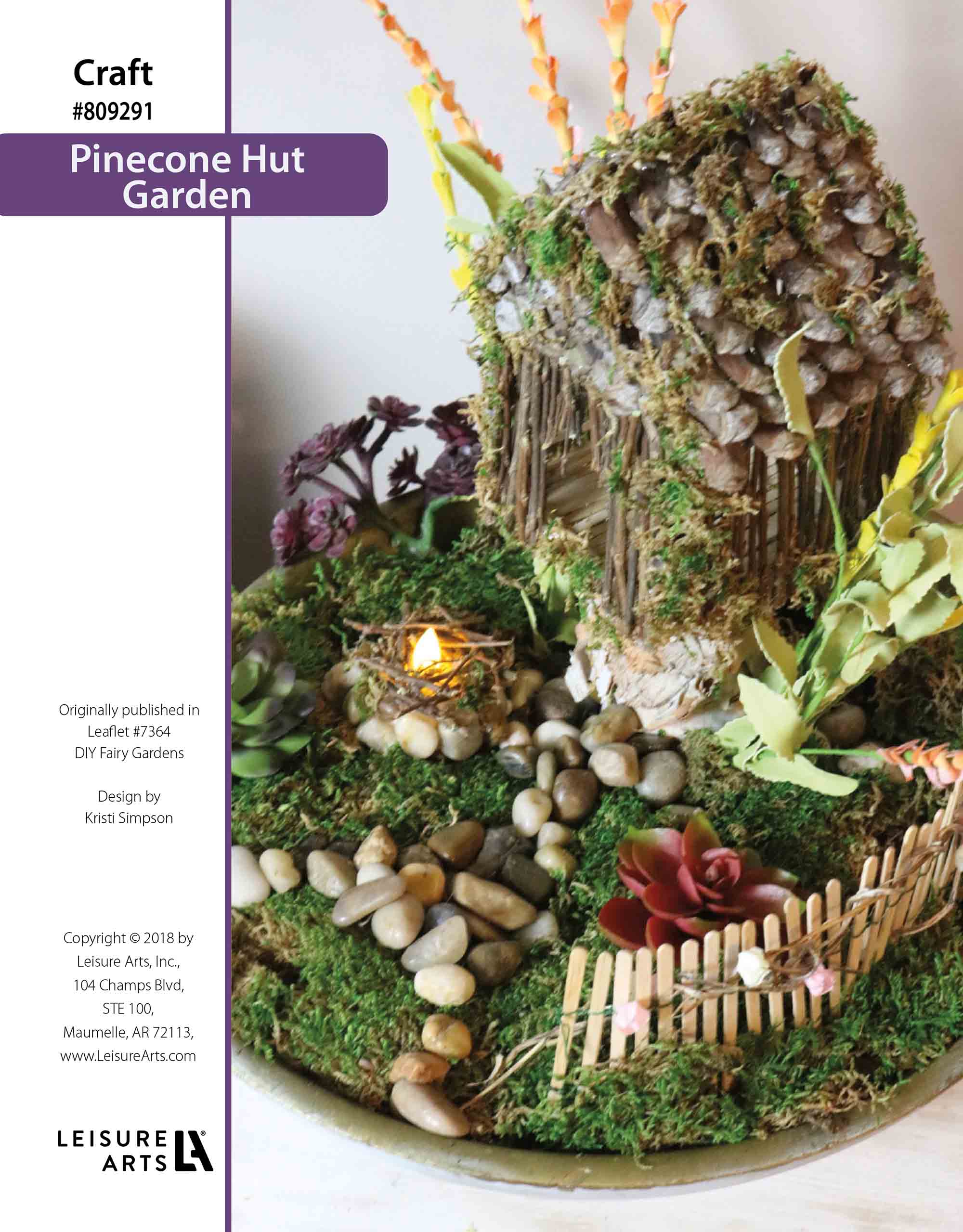 Leisure Arts DIY Fairy Garden Pinecone Hut ePattern