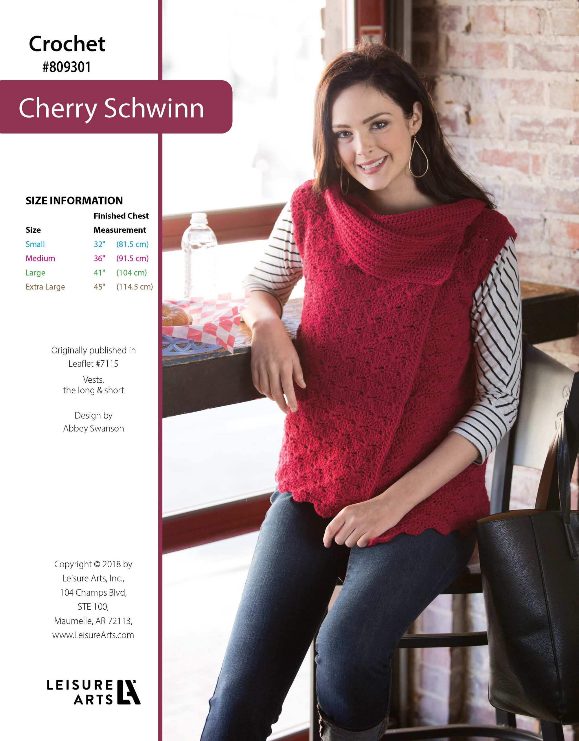 Leisure Arts ePattern Vests The Long Short Cherry Schwinn Crochet