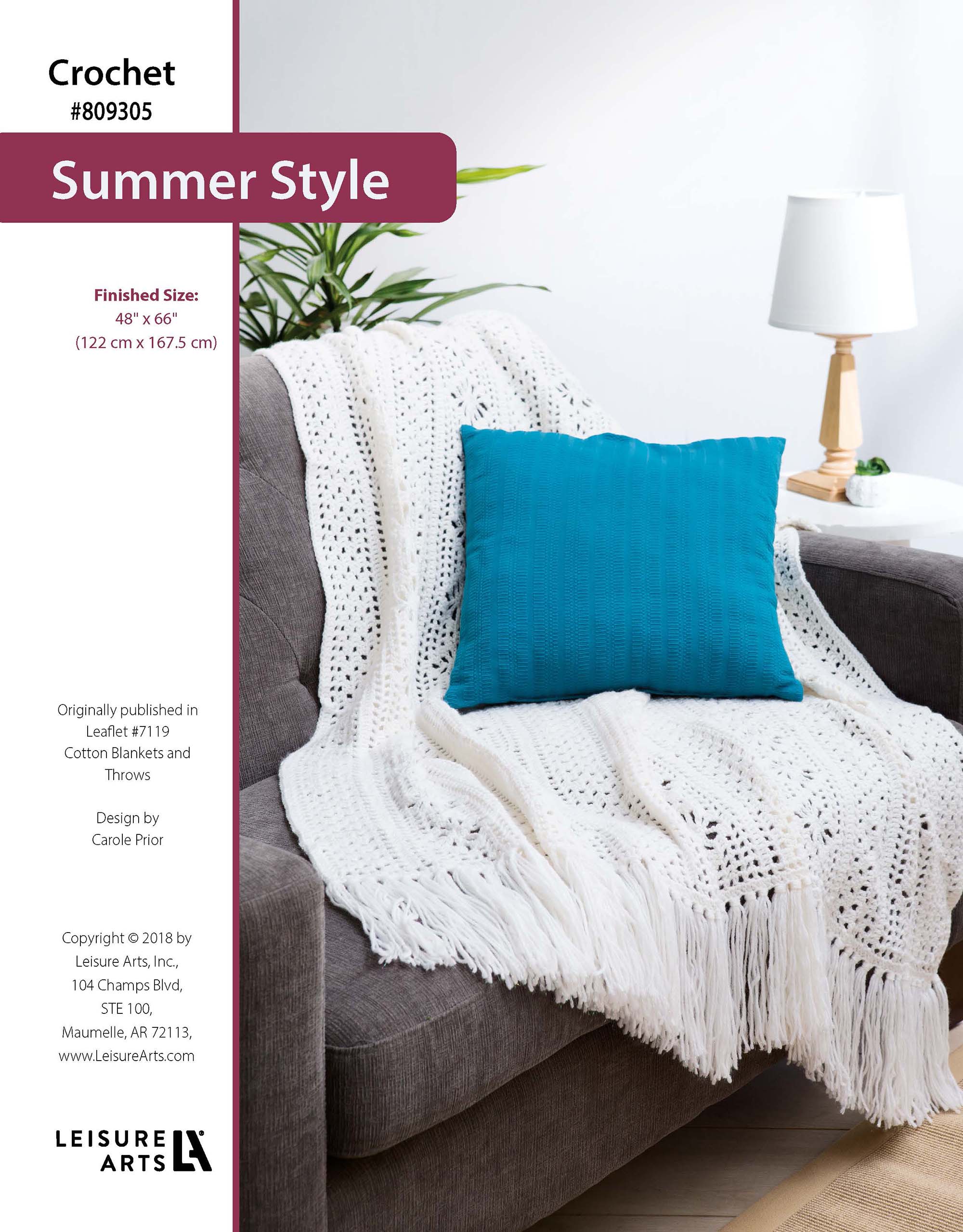 Leisure Arts Cotton Blankets Throws Summer Style Blanket Crochet ePattern