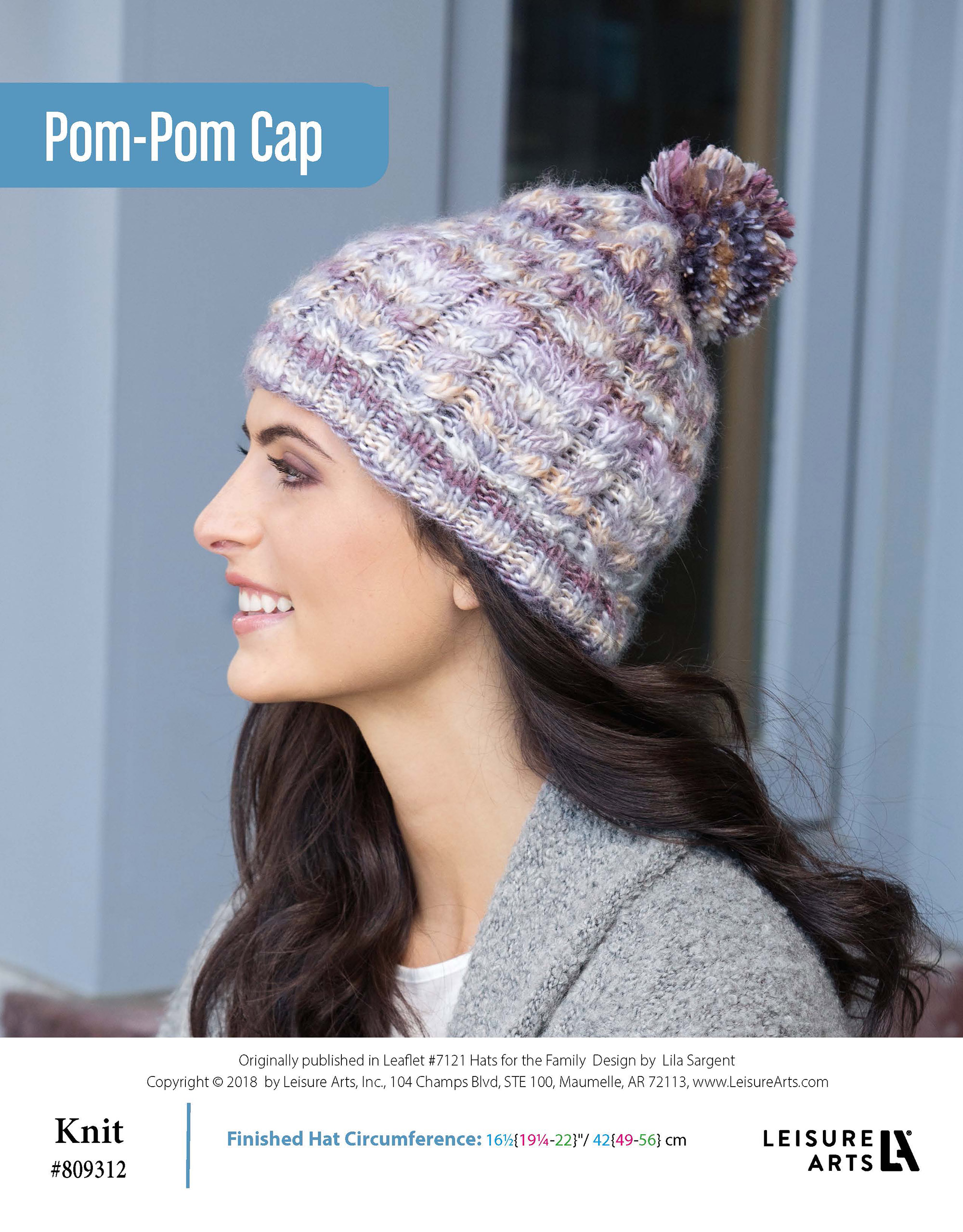 Leisure Arts Hats For The Family PomPom Cap Knit ePattern